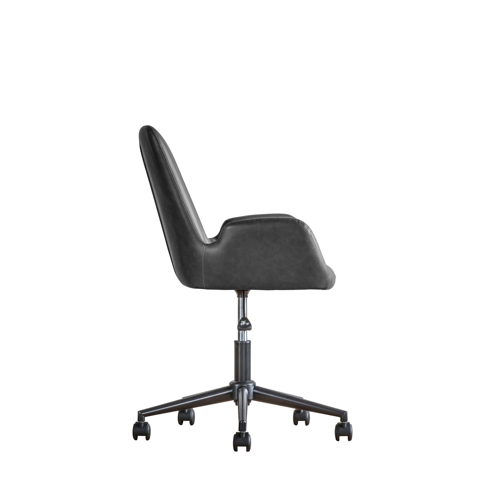 Dawson charcoal faux leather adjustable swivel chair | malletandplane.com