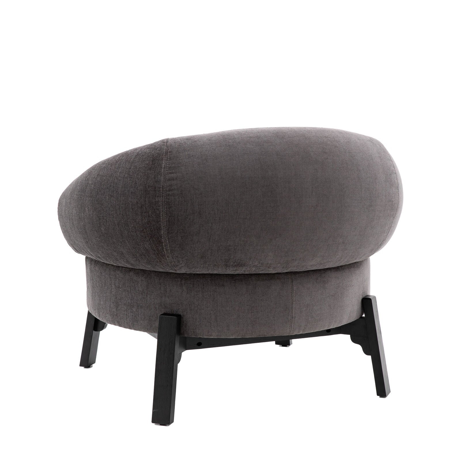 Harvey anthracite curved armchair with dark wood base frame and legs | malletandplane.com