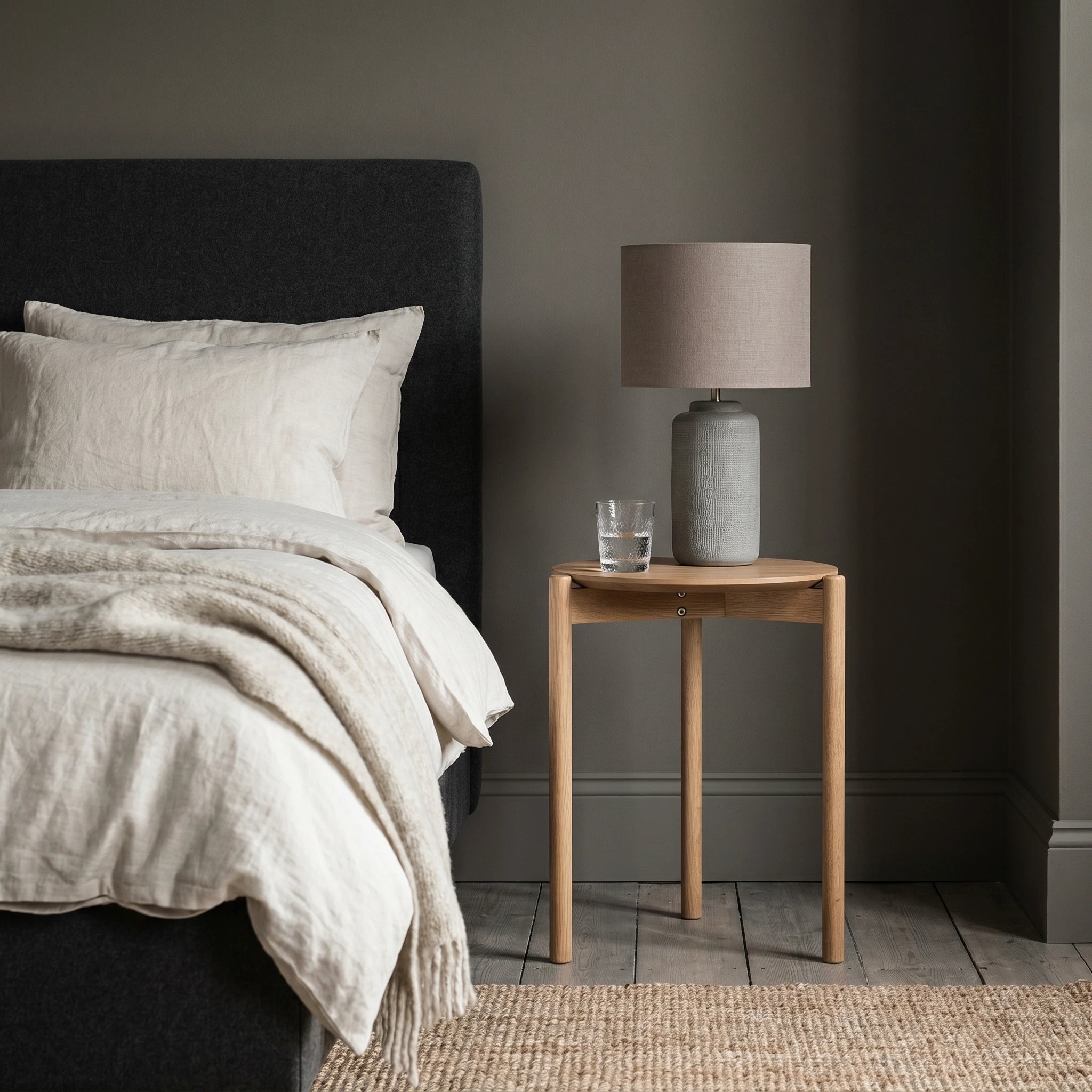 HARROW Oak Bedside Table | Simple Round Oak Design