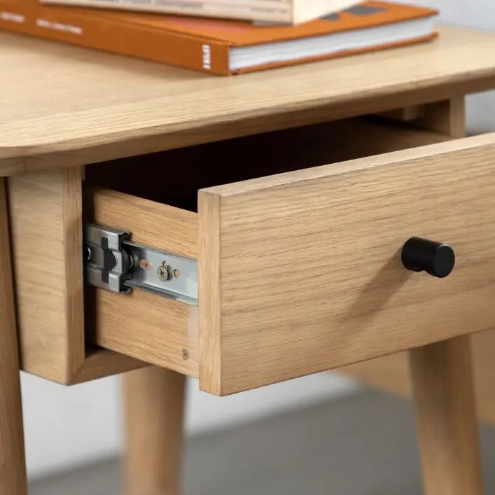 Hatfield natural bedside table with drawer and shelf | malletandplane.com