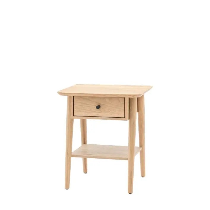 Hatfield natural bedside table with drawer and shelf | malletandplane.com