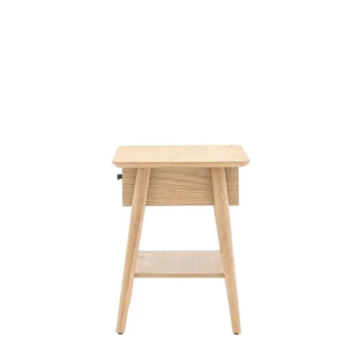 Hatfield natural bedside table with drawer and shelf | malletandplane.com