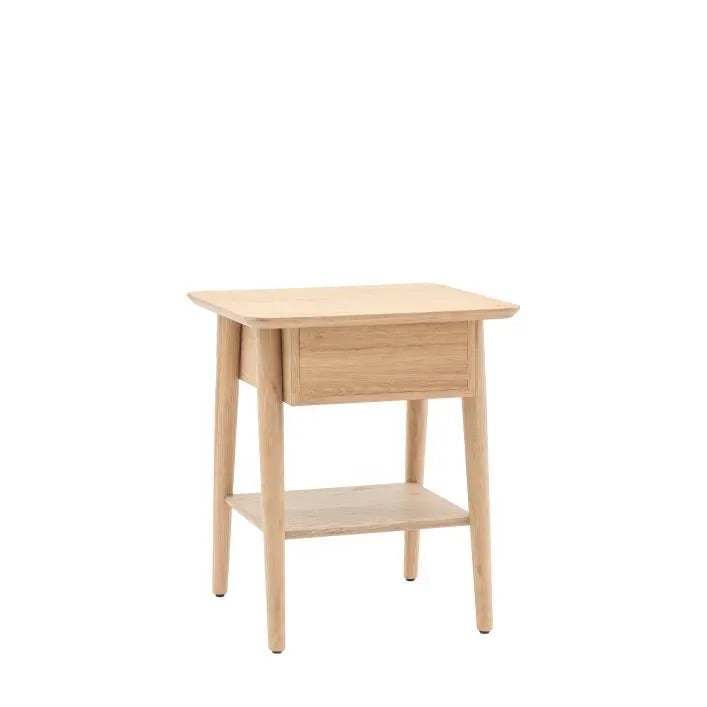 Hatfield natural bedside table with drawer and shelf | malletandplane.com