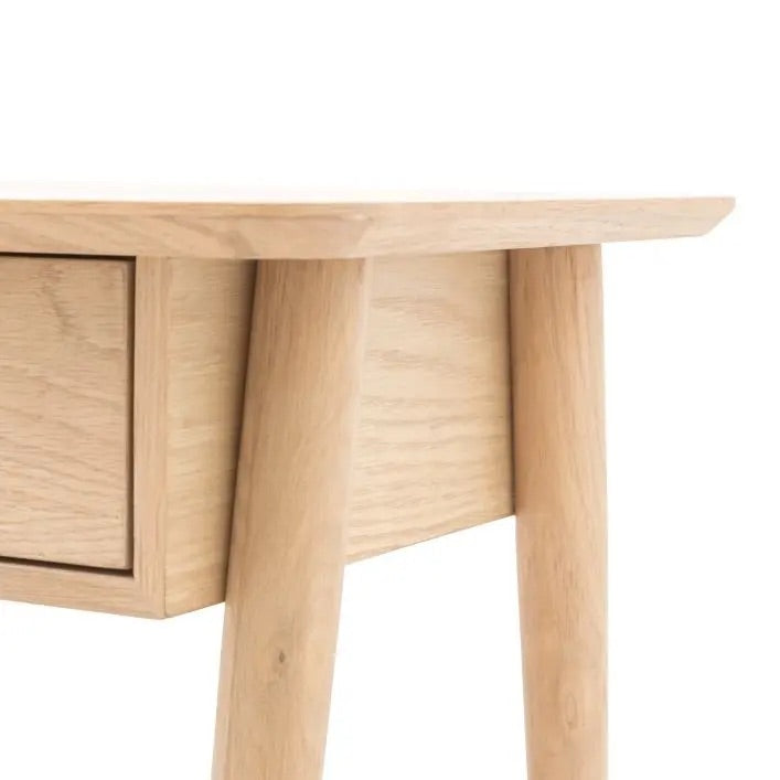 Hatfield natural bedside table with drawer and shelf | malletandplane.com