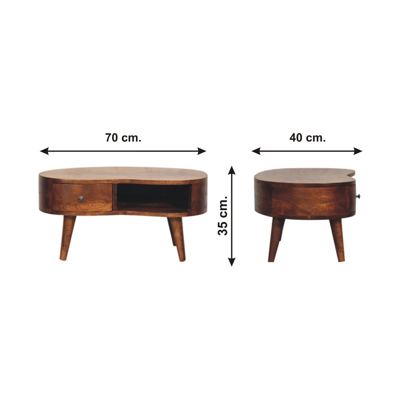 Mini Brooklyn solid wood coffee table in deep chestnut finish | malletandplane.com