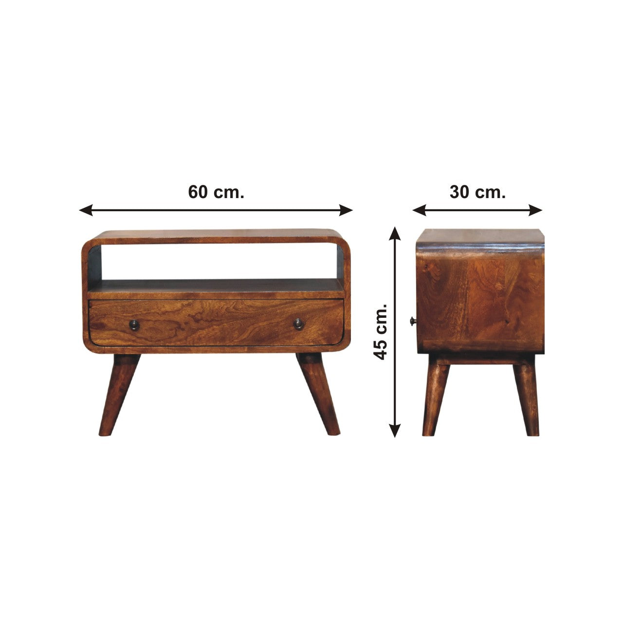 Century 1 Drawer Small Wooden TV Stand in Deep Chestnut Finish | malletandplane.com