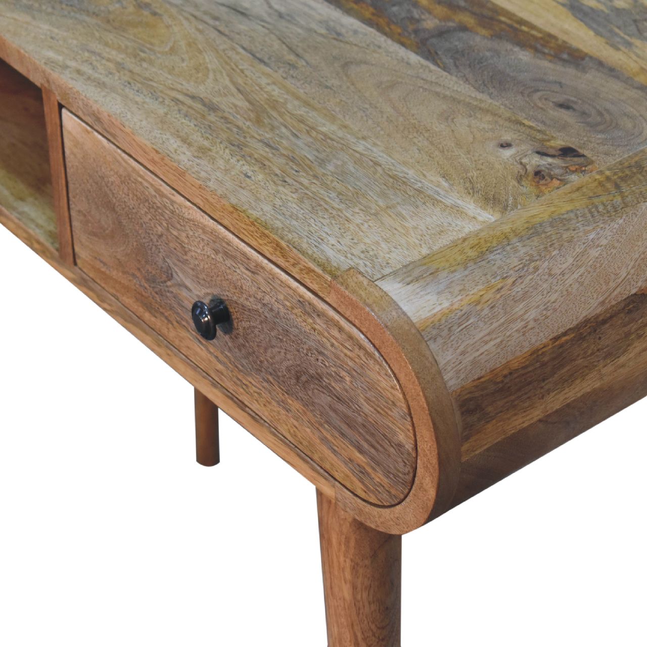 Compact Solid Wood Writing Desk with Storage | Bromley