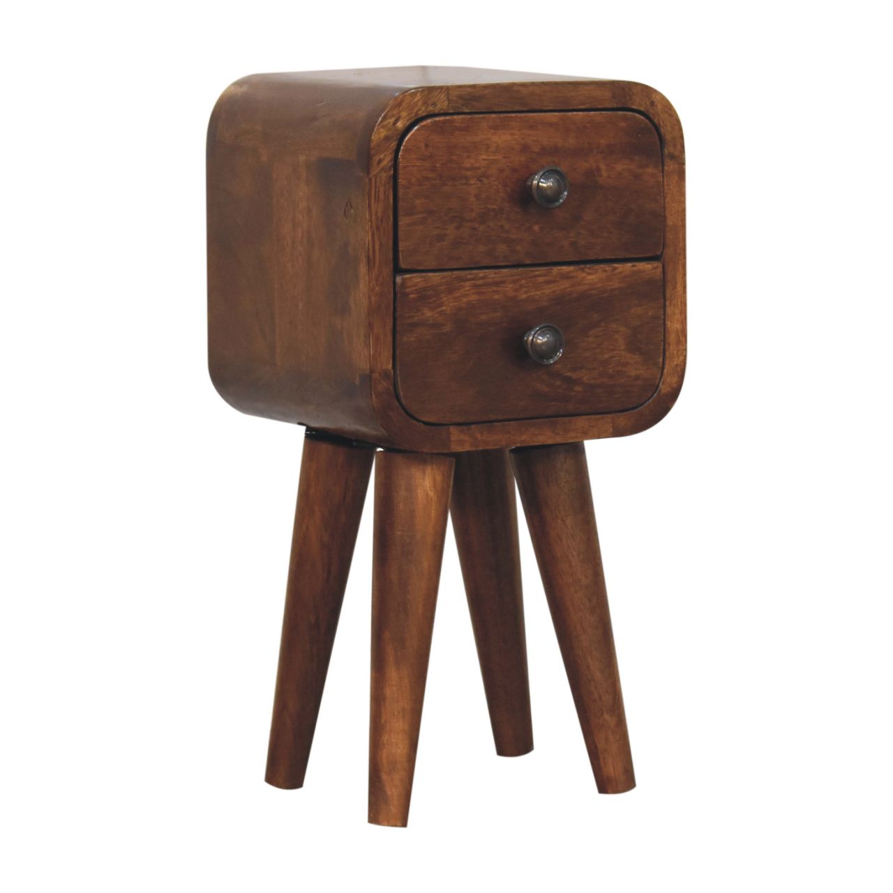 Modal 20cm Extra Narrow 2 Drawer Bedside Table – Chestnut