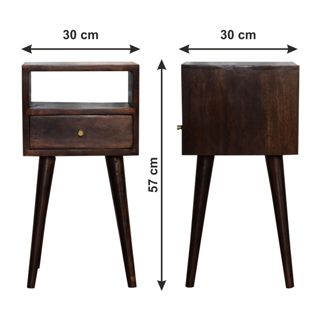 Ronan Slim Bedside Table in Walnut Finish  | malletandplane.com