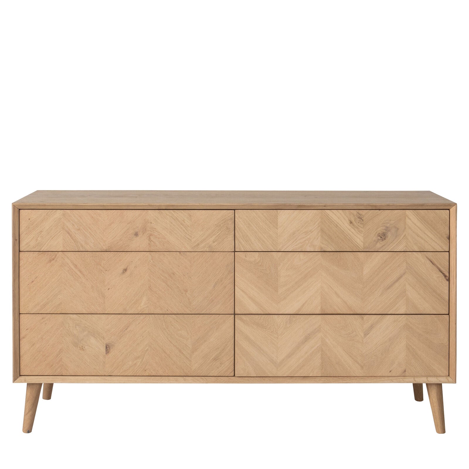 Jakob 6 drawer chest of drawers in light oak | MalletandPlane.com