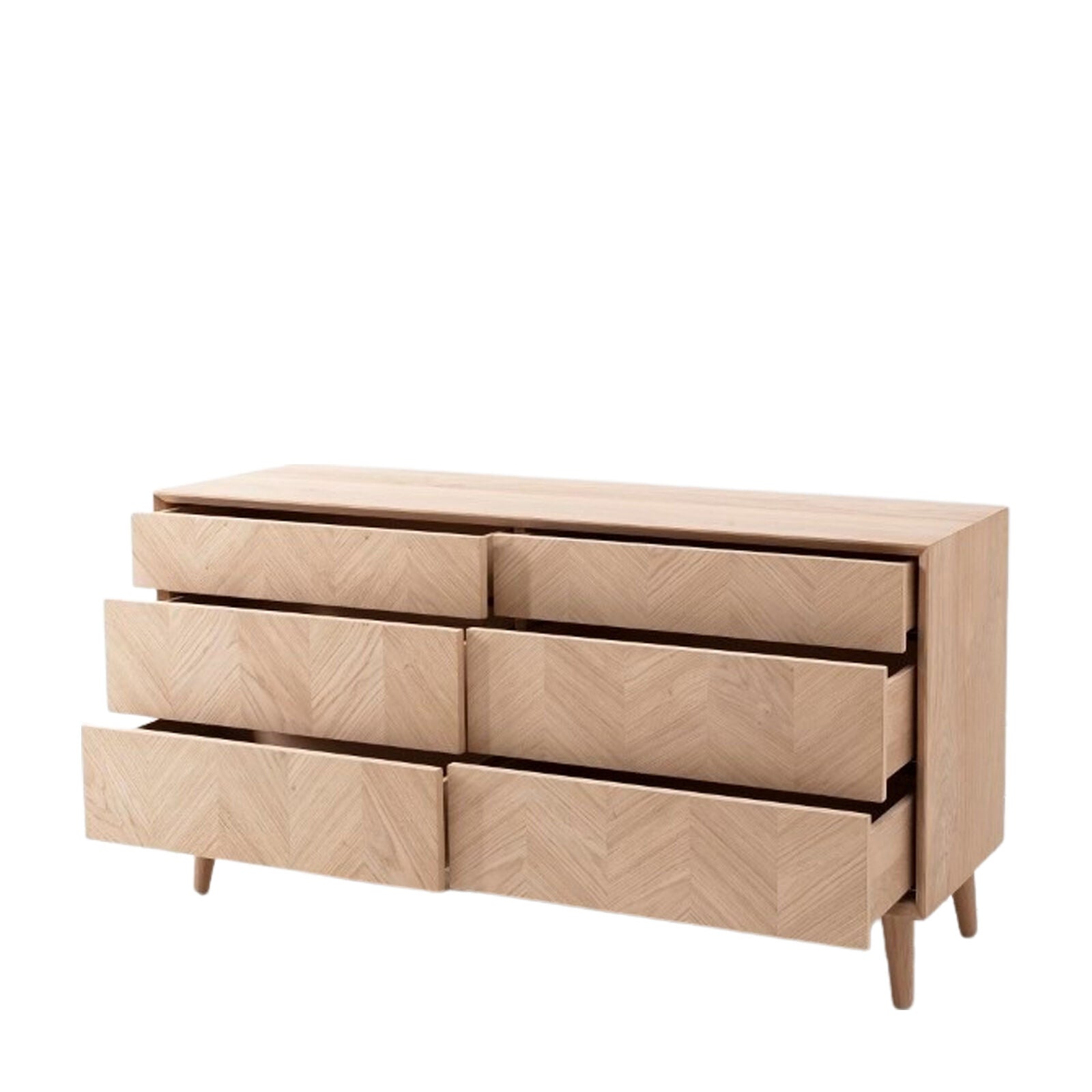 Jakob 6 drawer chest of drawers in light oak | MalletandPlane.com