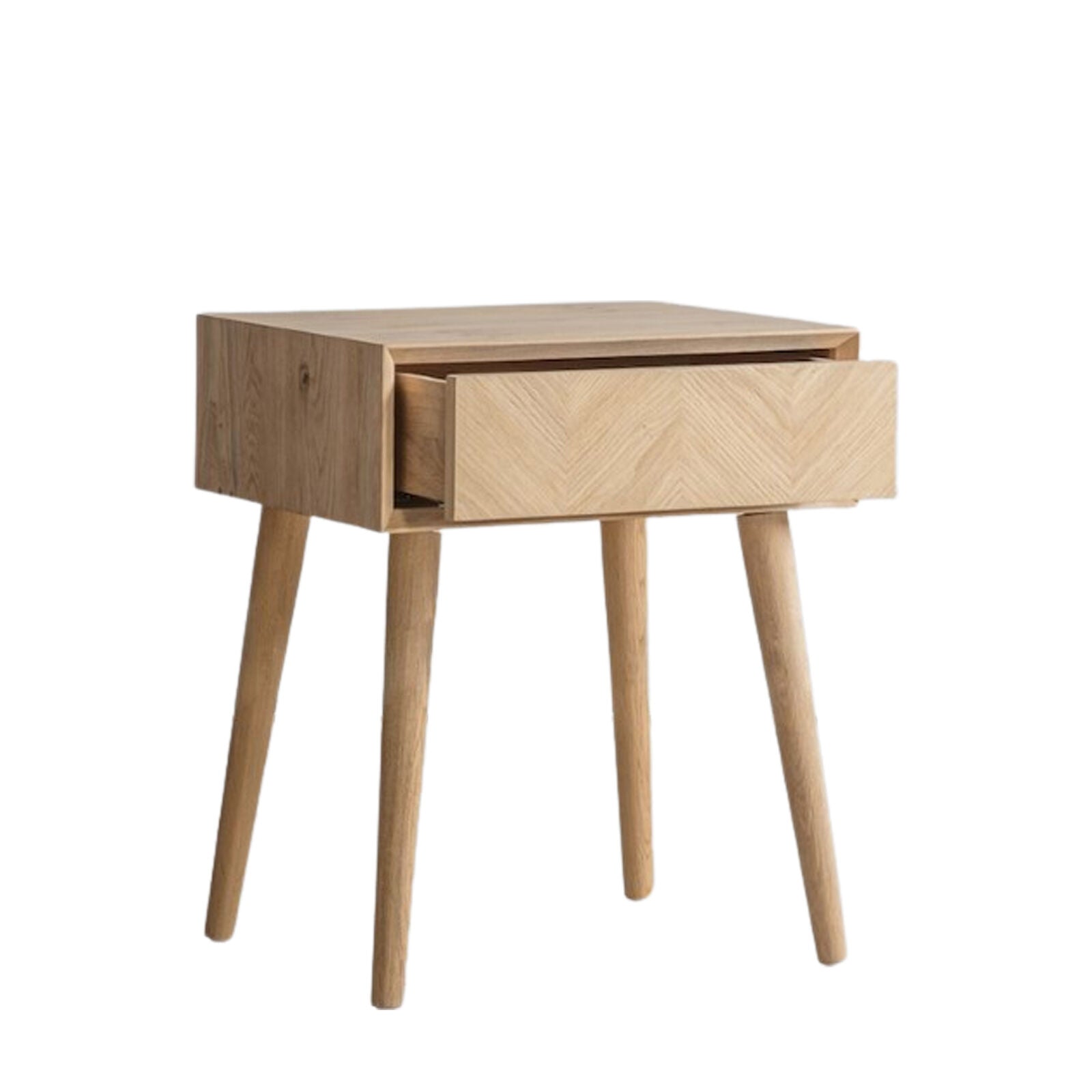 Jakob 1 drawer bedside table in light oak | malletandplane.com