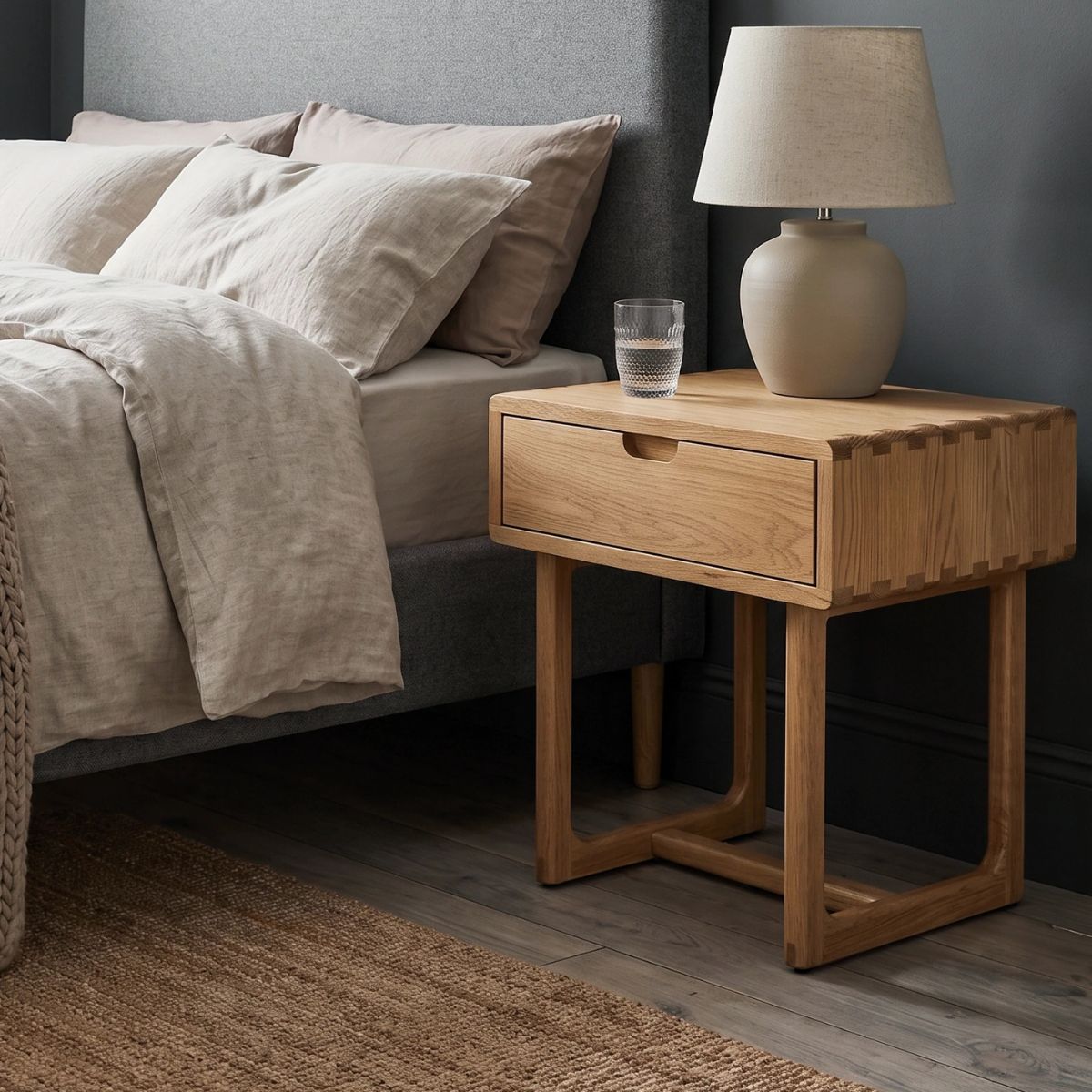 KANTU Oak 1-Drawer Bedside