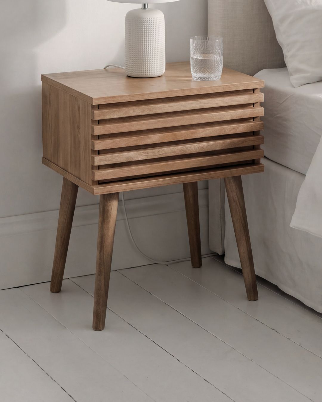 LARVIK Bedside Table with Drawer – Small Natural Wood