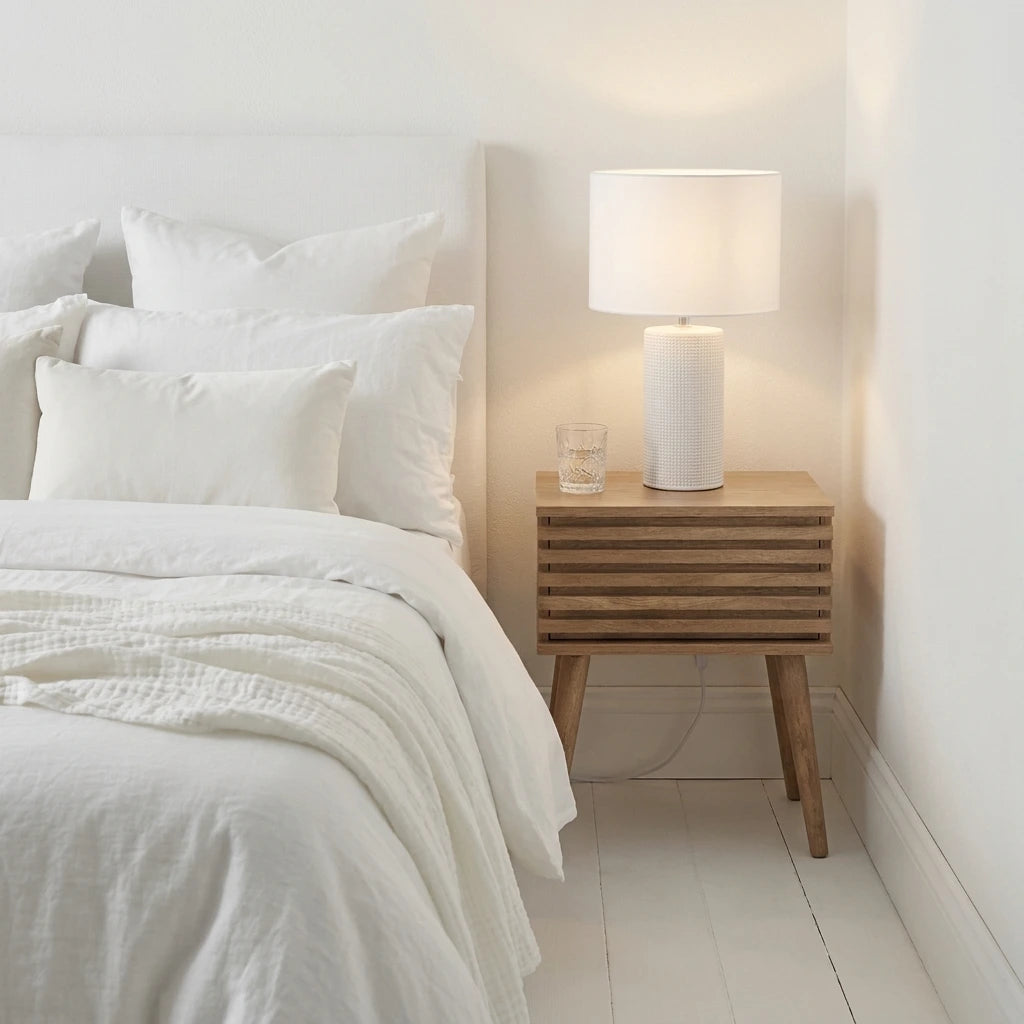 LARVIK Bedside Table with Drawer – Small Natural Wood