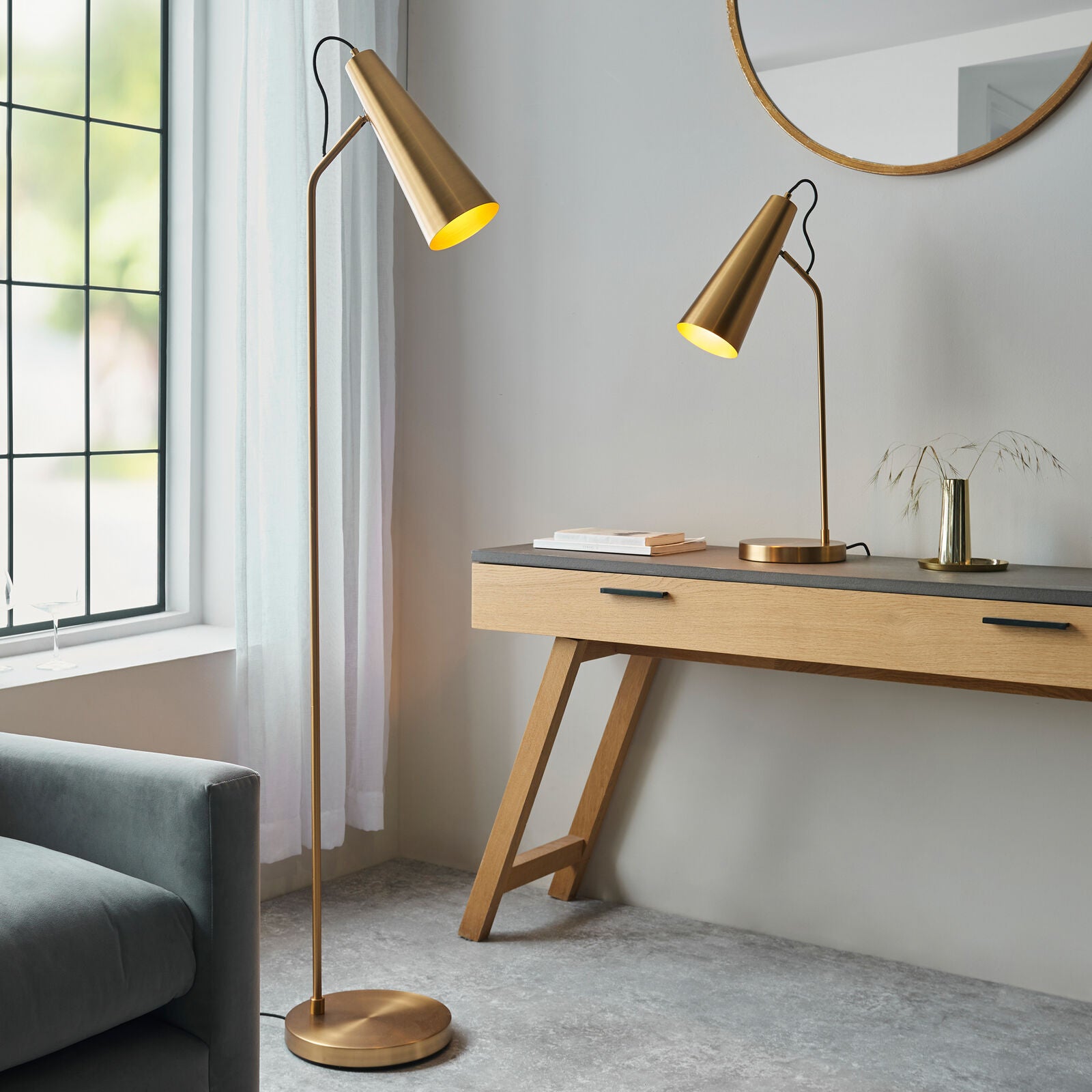 KARNA Gold Floor Lamp | Reading Light for Calm Bedrooms