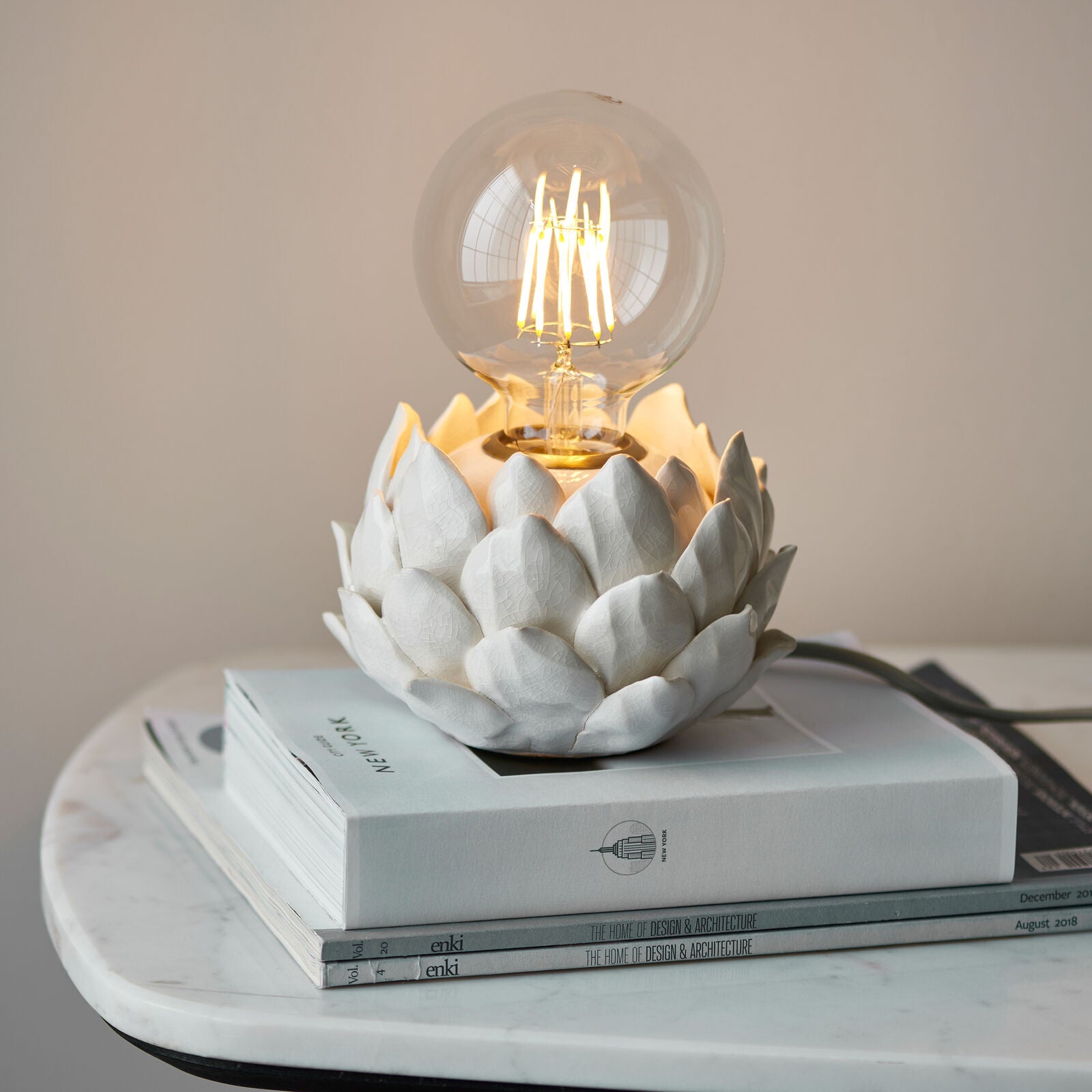 Thistle decorative ceramic artichoke style table lamp with brass fittings | malletandplane.com
