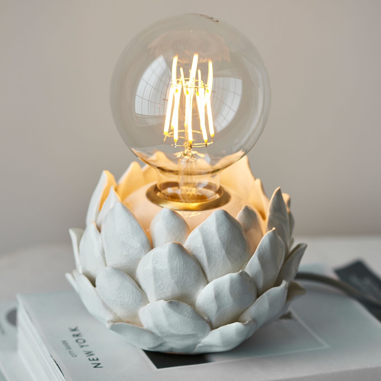 Thistle decorative ceramic artichoke style table lamp with brass fittings | malletandplane.com