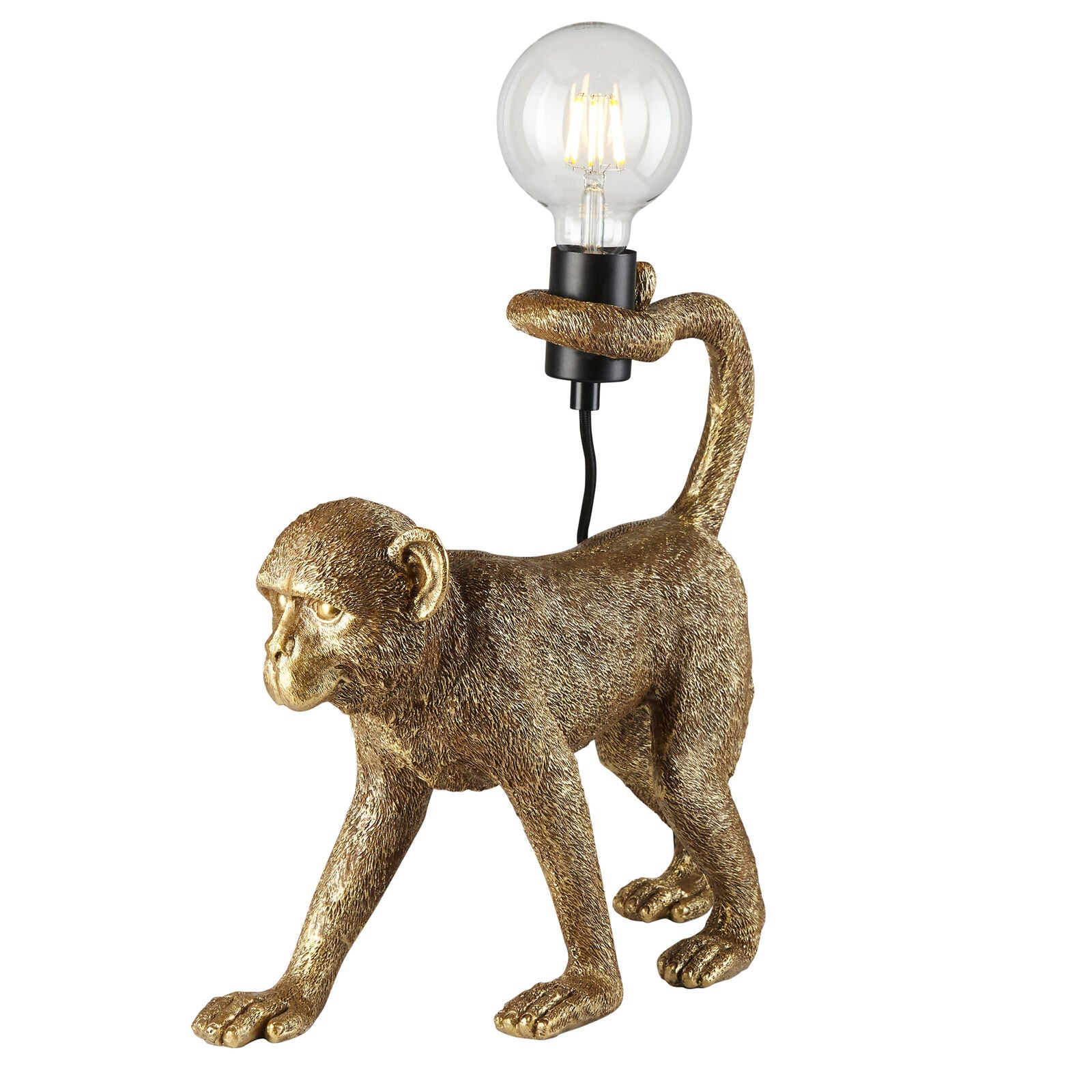 Organ Grinder resin monkey table lamp in vintage gold finish | malletandplane.com