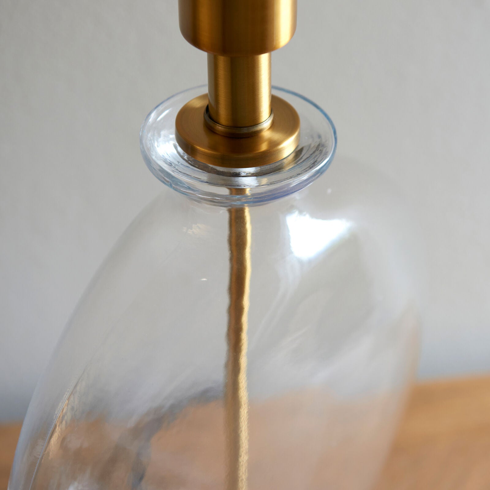 Lulu Glass table lamp with brass detail and black velvet shade | malletandplane.com