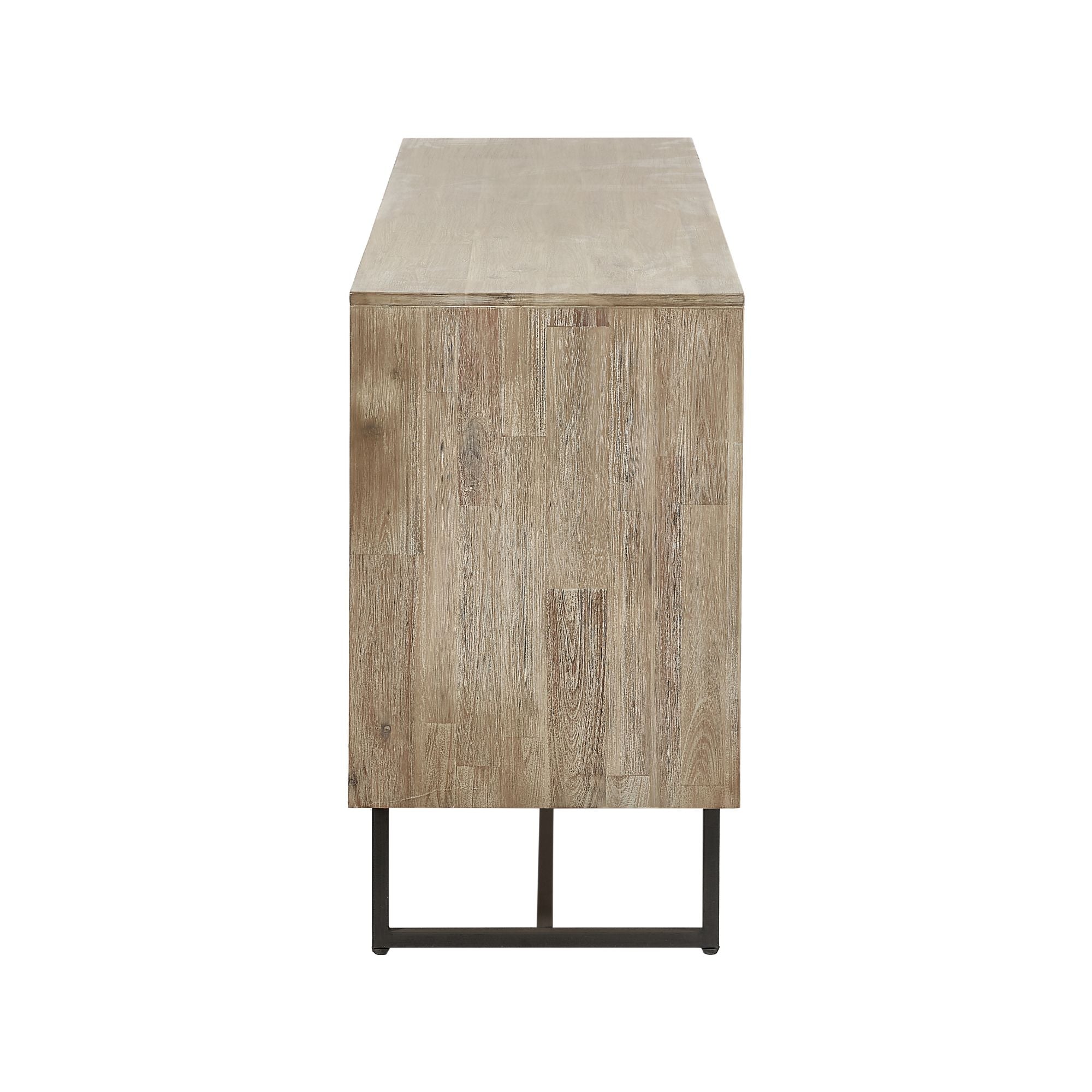 MARCA Sand Washed Acacia Wood 3 Door Sideboard | malletandplane.com