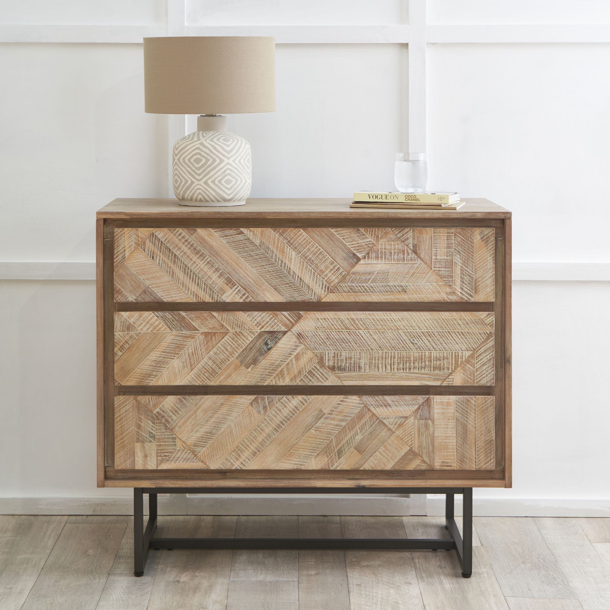 MARCA Scandinavian style sand washed acacia wood chest of drawers | malletandplane.com