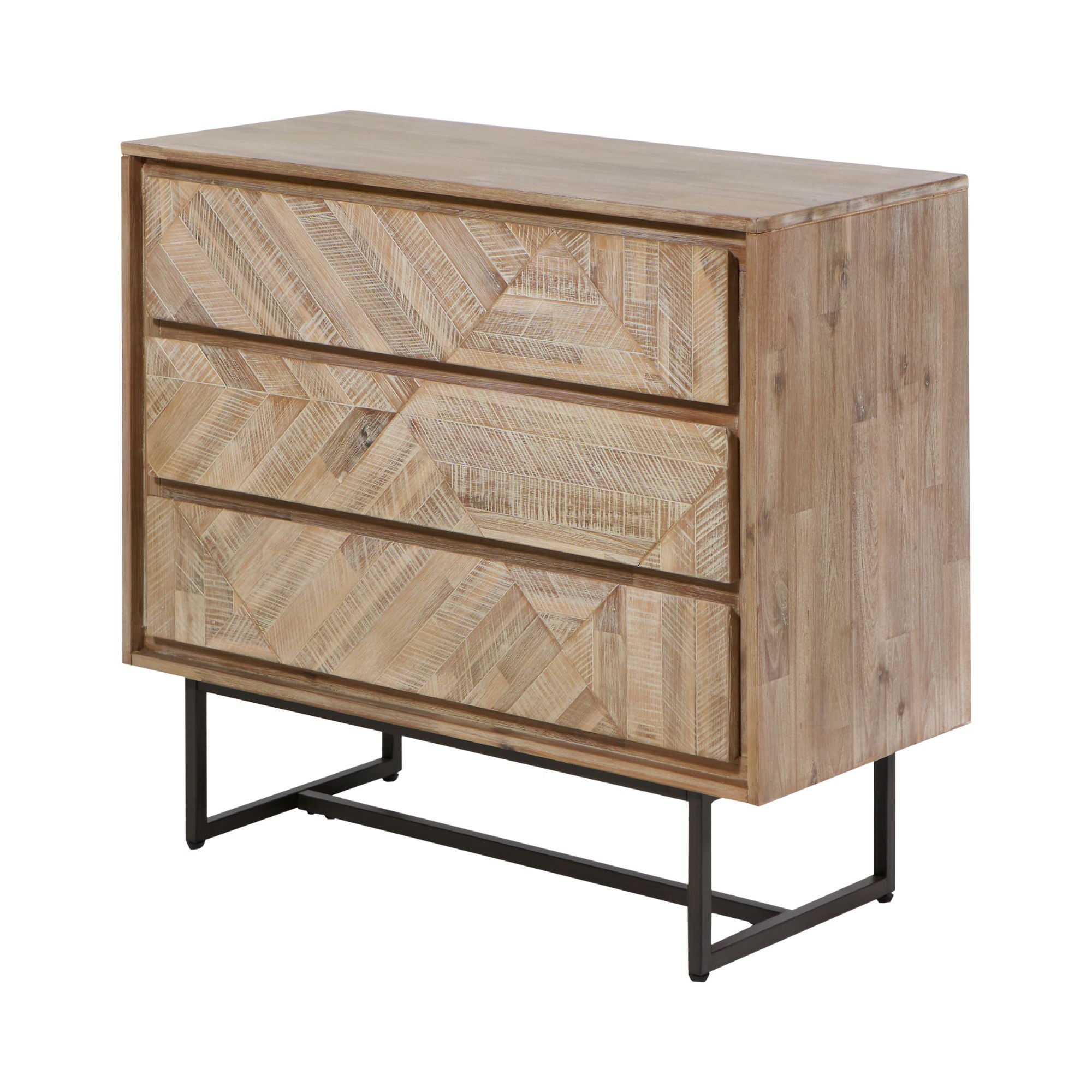 MARCA Scandinavian style sand washed acacia wood chest of drawers | malletandplane.com