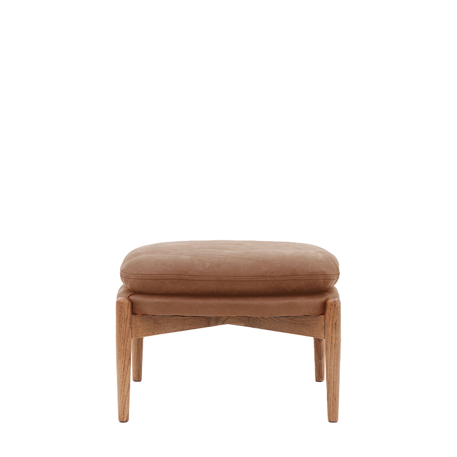 MARCUS Vintage Brown Leather Footstool | malletandplane.com