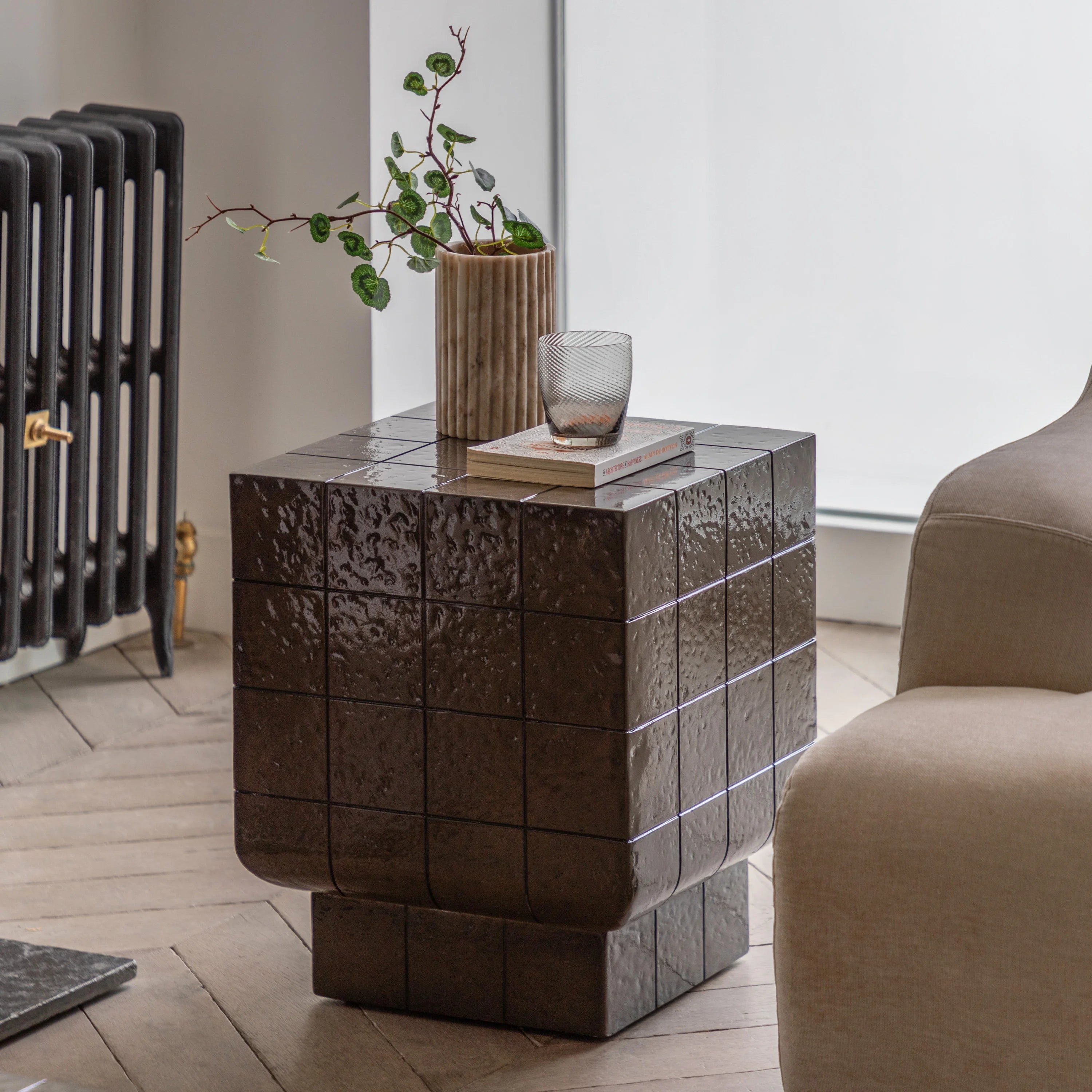 Nero Block Bedside Table