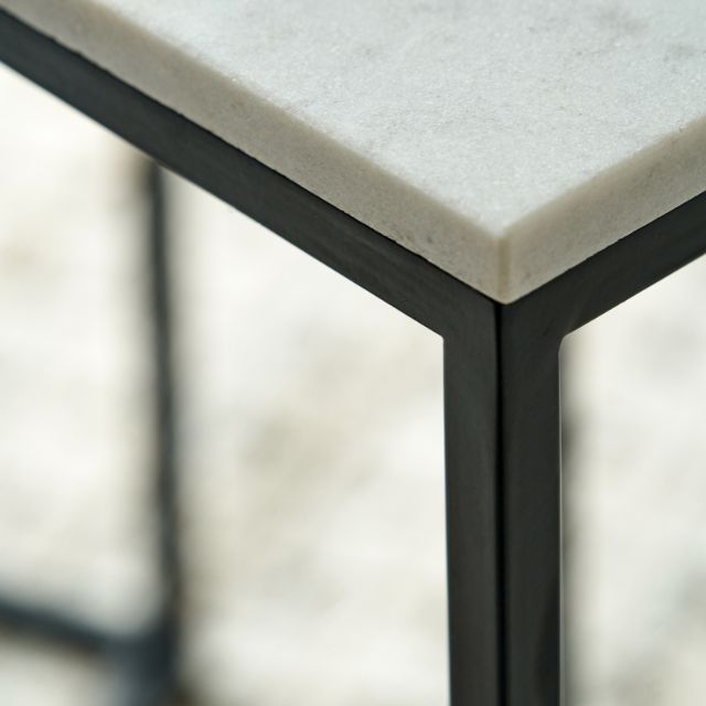 NORDEN Side Table – White Marble Top & Black Metal Frame | malletandplane.com