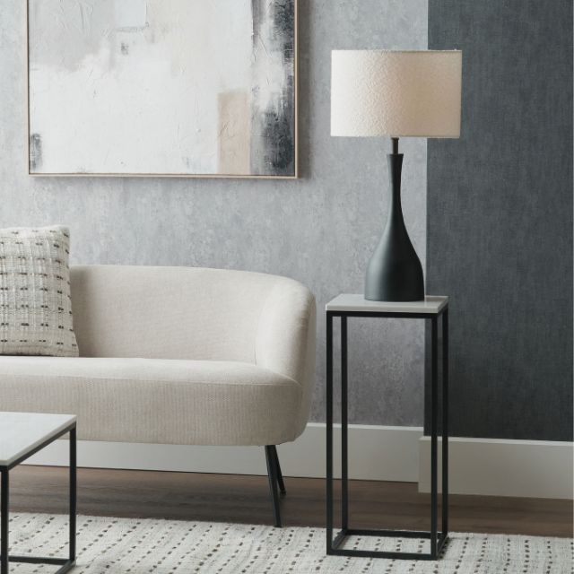 NORDEN Side Table – White Marble Top & Black Metal Frame | malletandplane.com