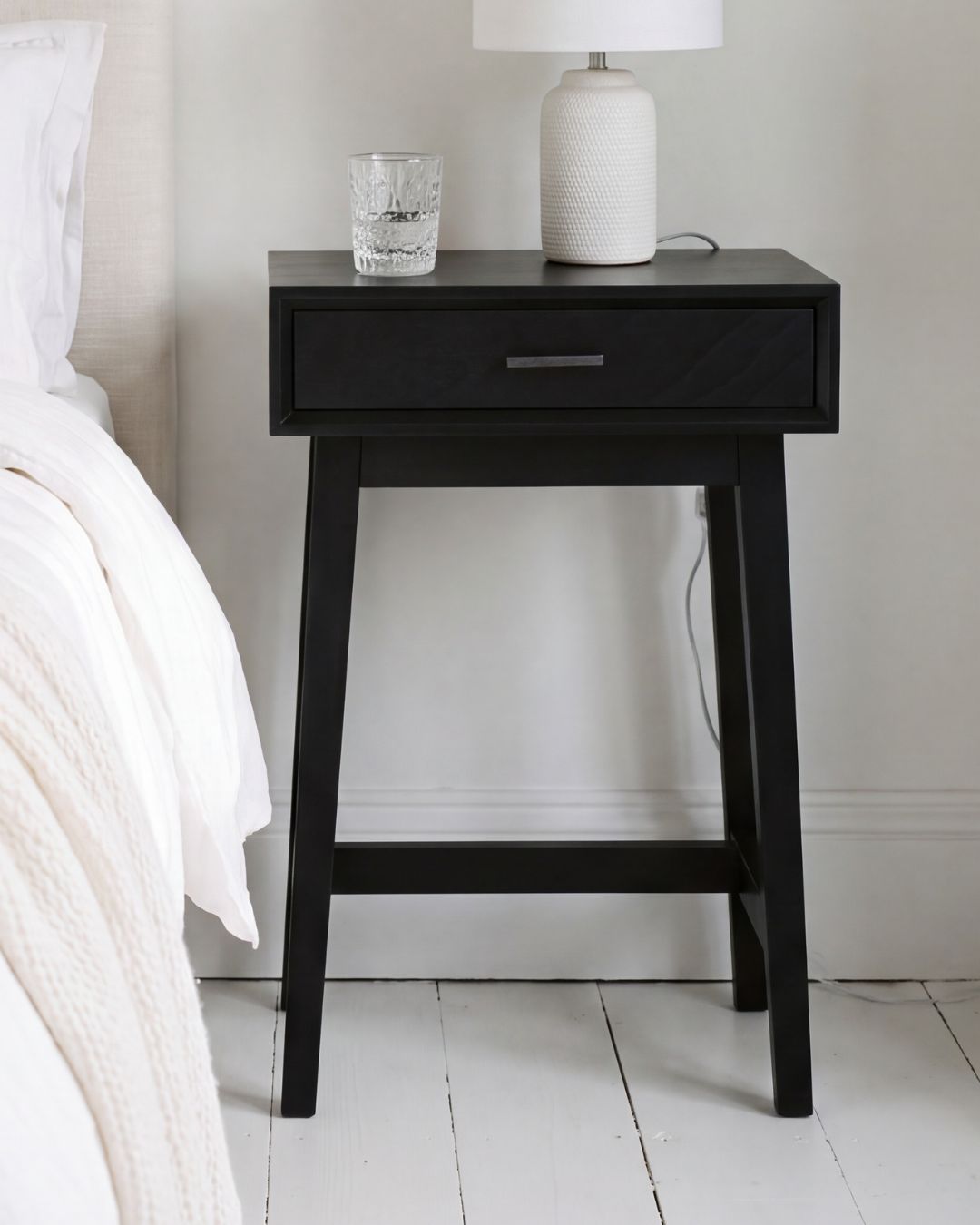 Norton Black Bedside Table 66cm