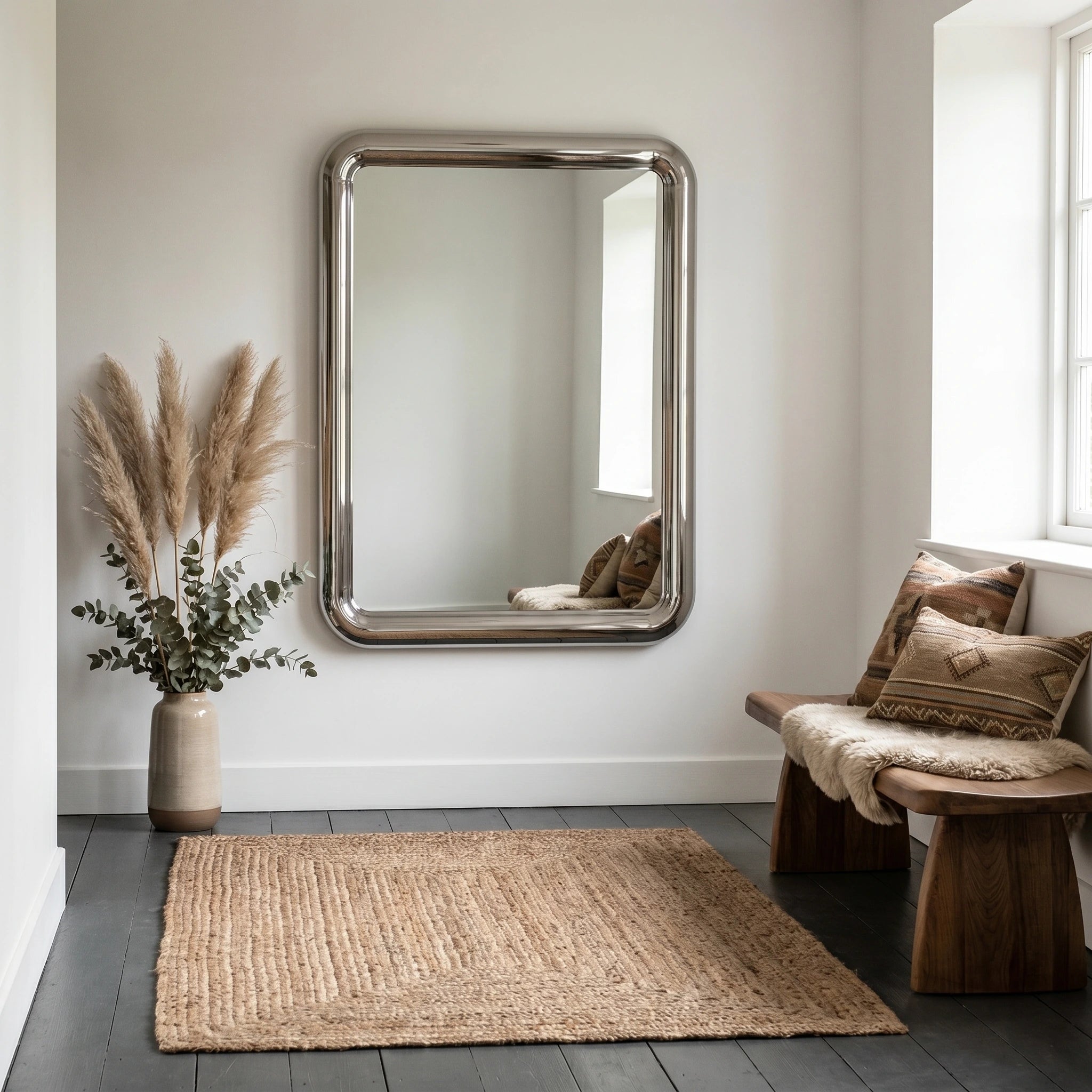 ORBIT Rectangular Wall Mirror – Chrome Frame Modern Design 