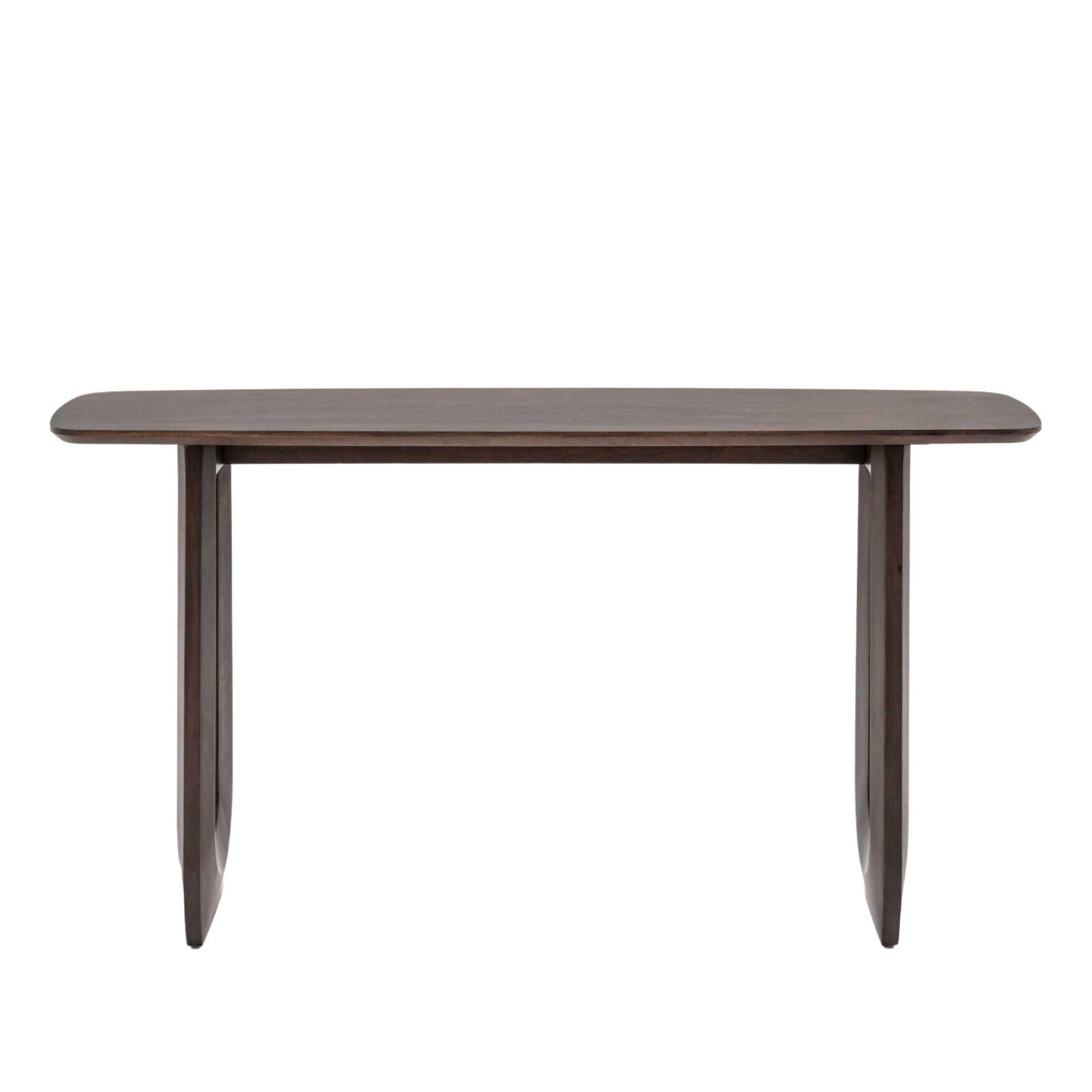 Paolo solid mango wood console table in deep walnut finish | malletandplane.com