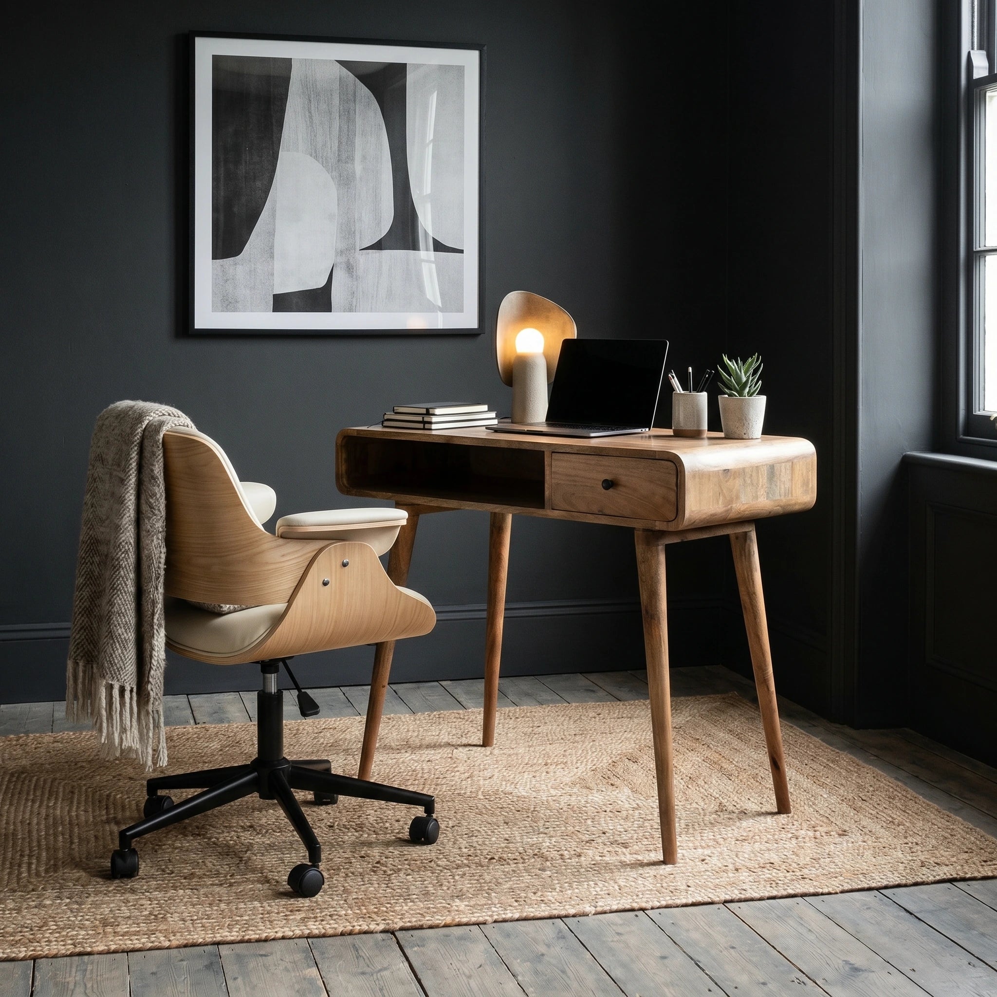 Compact Solid Wood Writing Desk with Drawer | Peckham