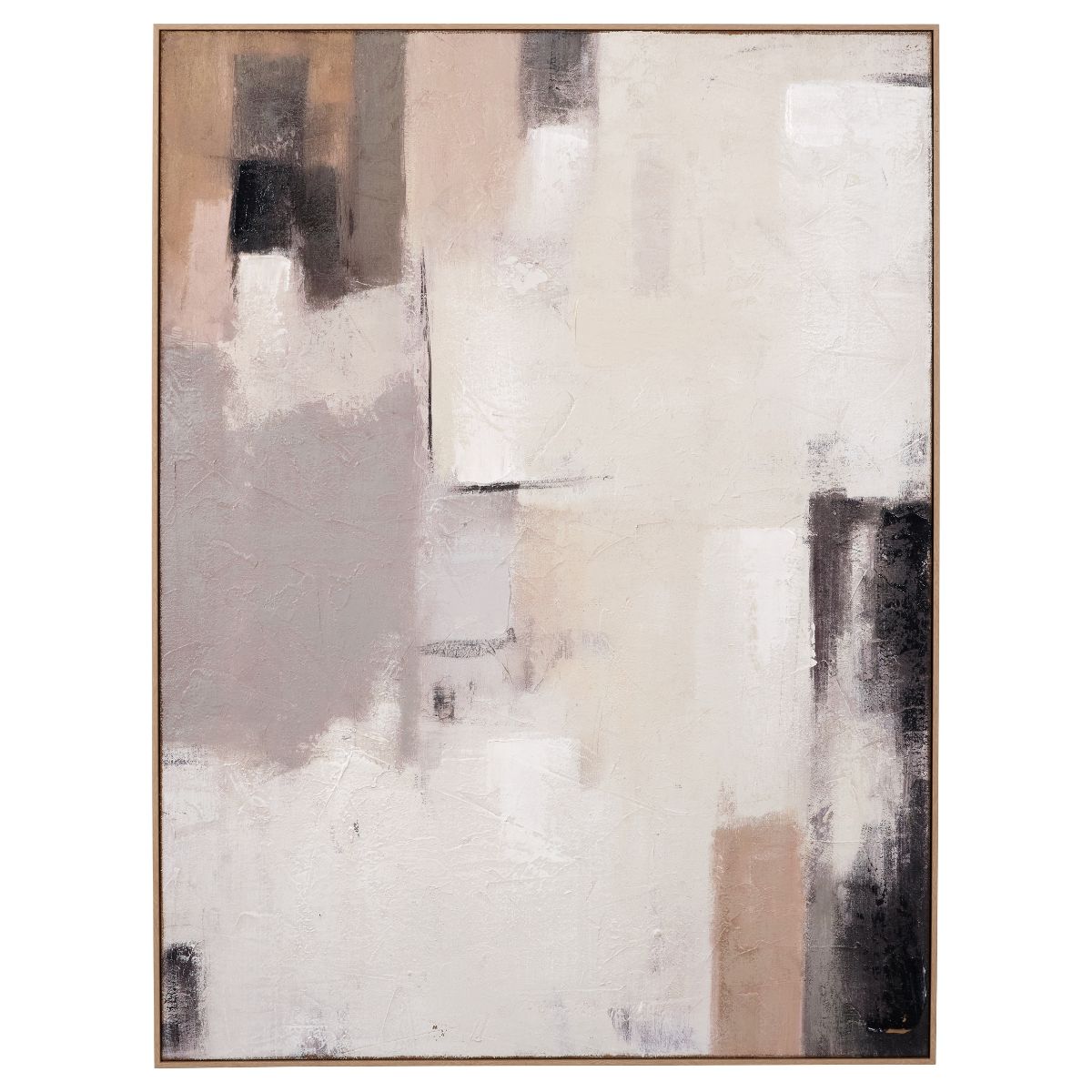 QUIET FORM – Neutral Abstract Canvas with Natural Frame