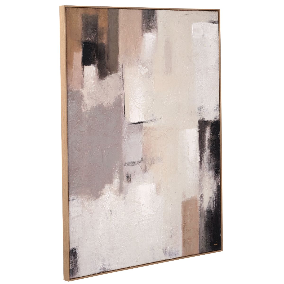 QUIET FORM – Neutral Abstract Canvas with Natural Frame