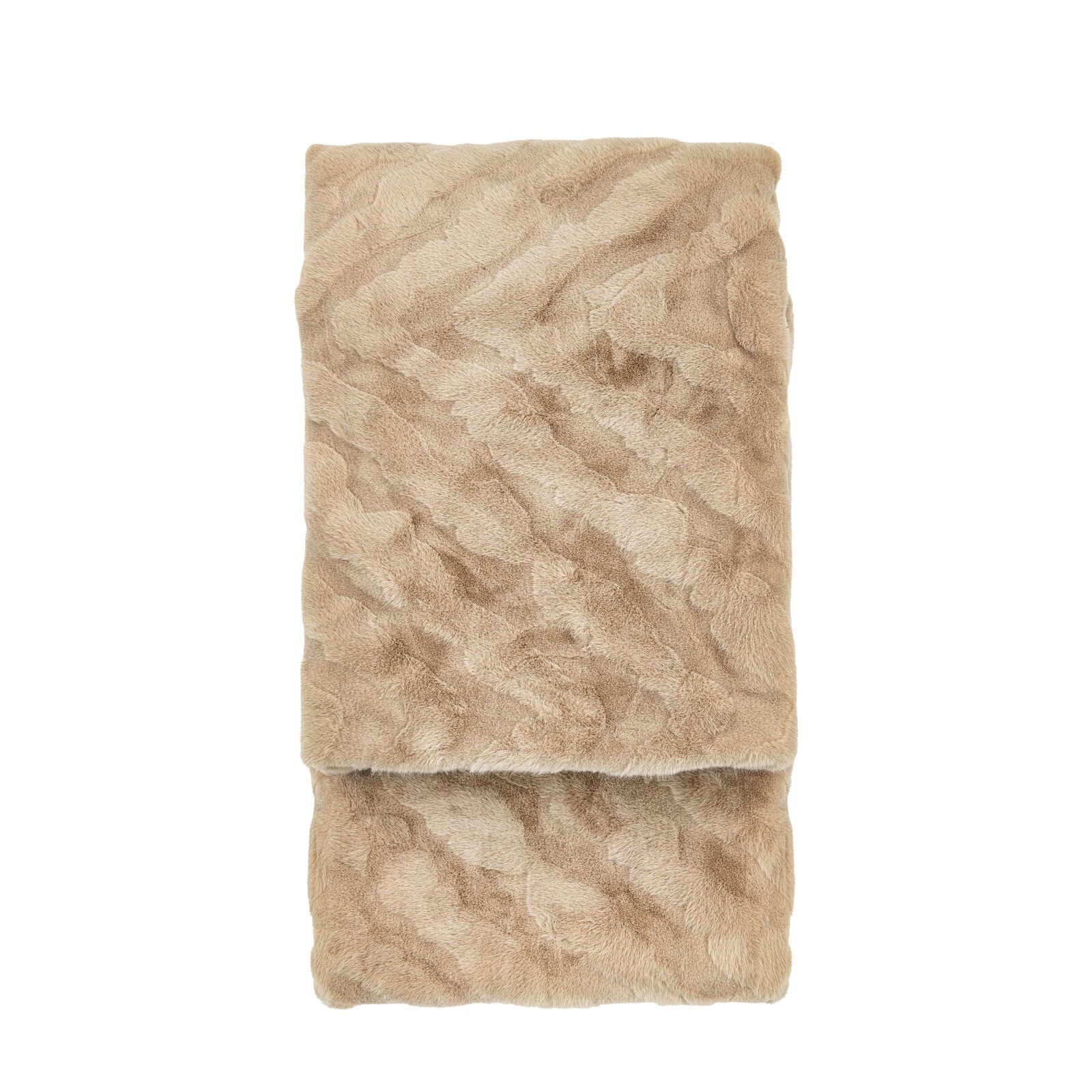 Rabbit chevron pattern faux fur throw in mink colour | malletandplane.com