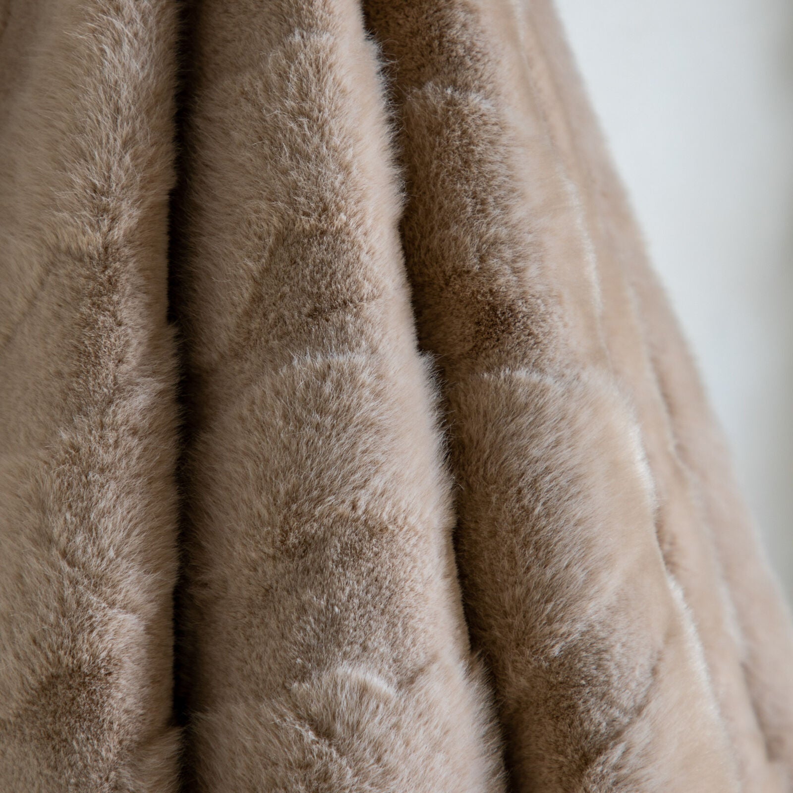 Rabbit chevron pattern faux fur throw in mink colour | malletandplane.com