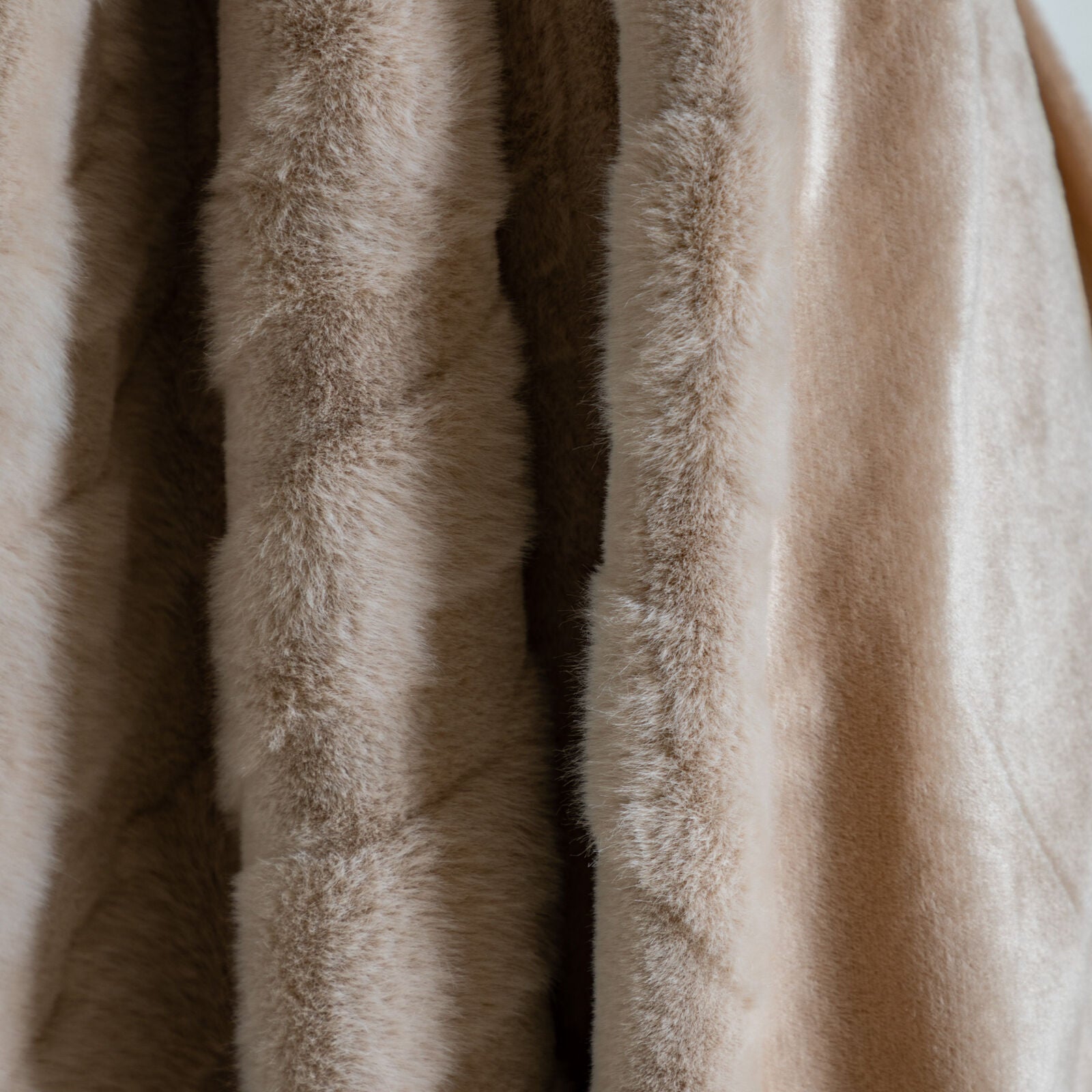 Rabbit chevron pattern faux fur throw in mink colour | malletandplane.com