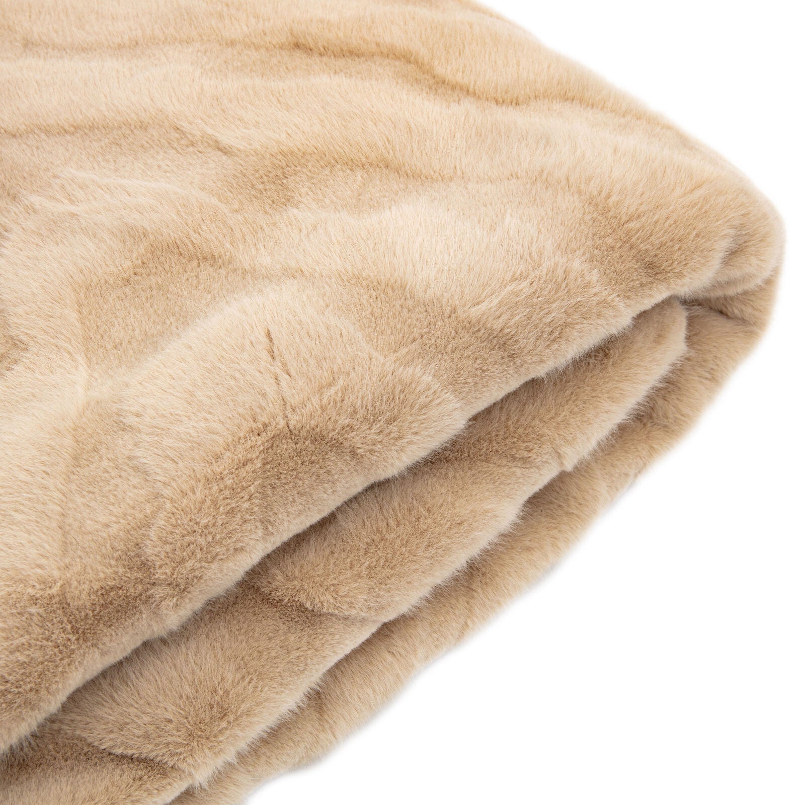 Rabbit chevron pattern faux fur throw in mink colour | malletandplane.com