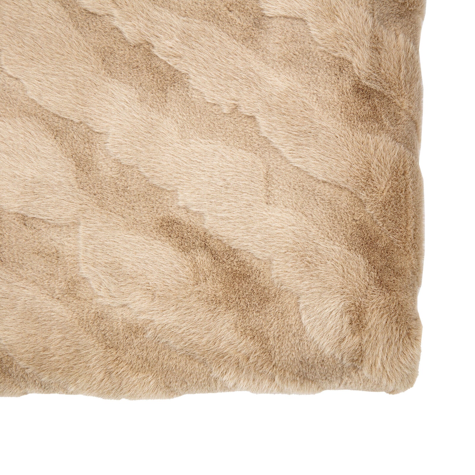 Rabbit chevron pattern faux fur throw in mink colour | malletandplane.com