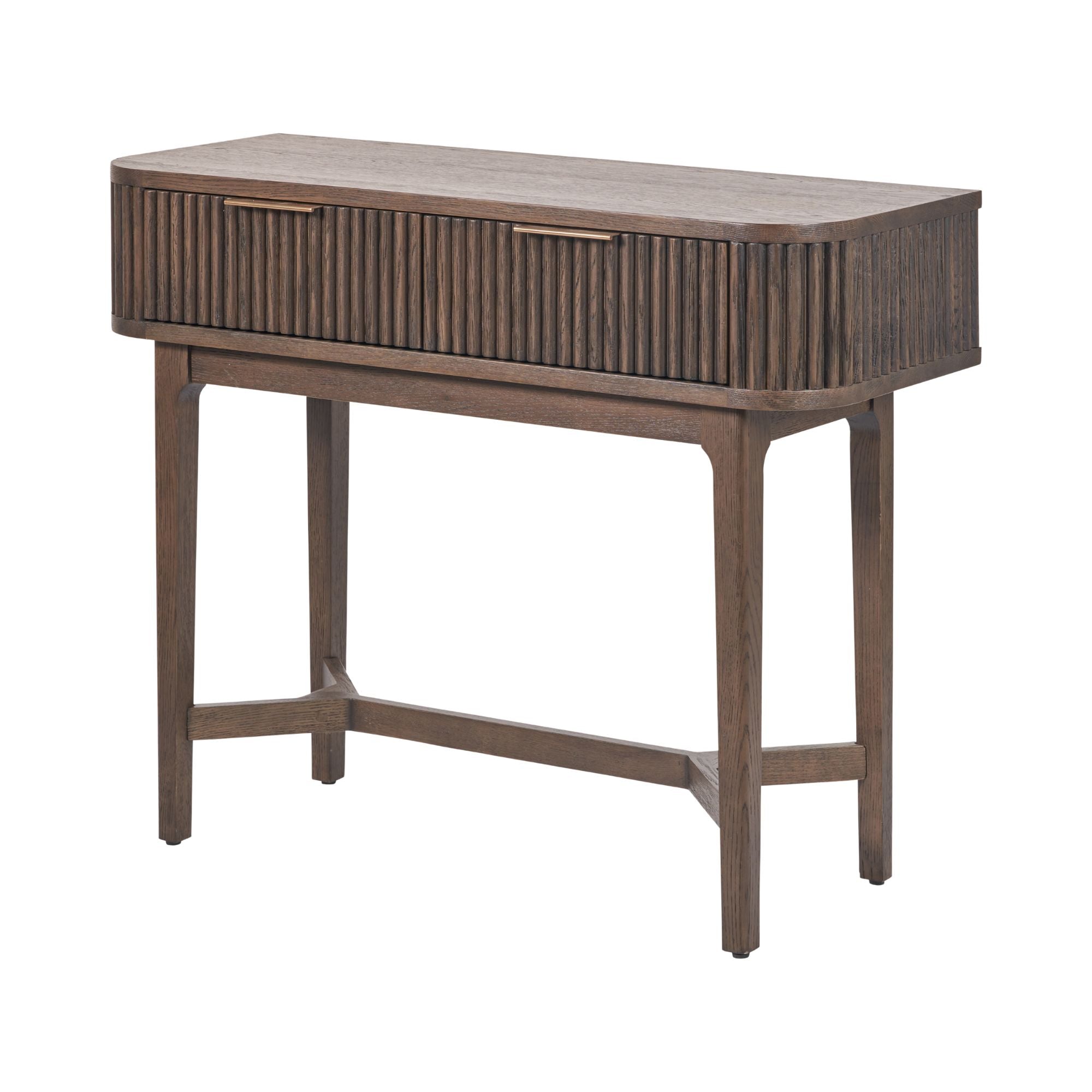 RAIE 2 drawer console table in rich walnut finish | malletandplane.com