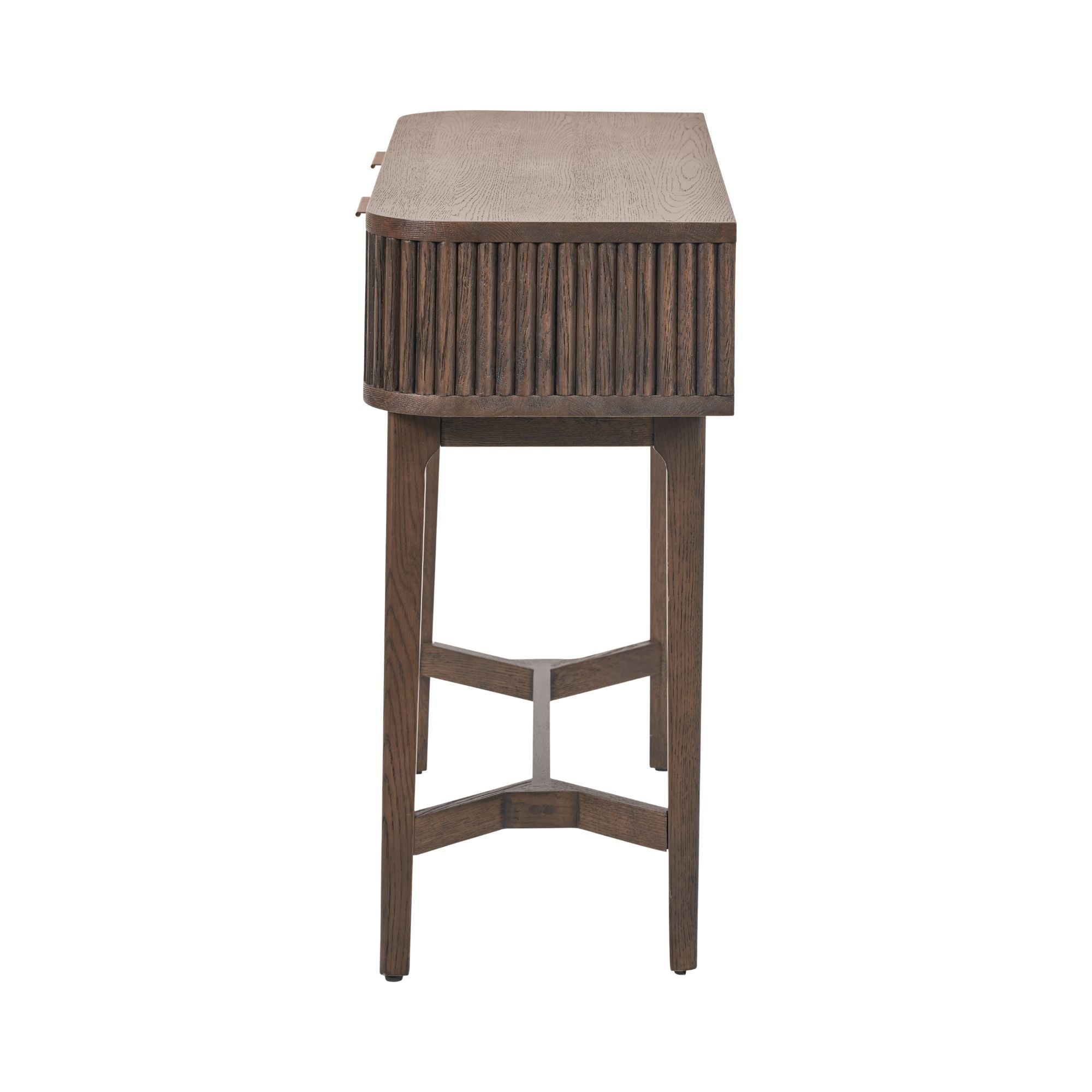 RAIE 2 drawer console table in rich walnut finish | malletandplane.com