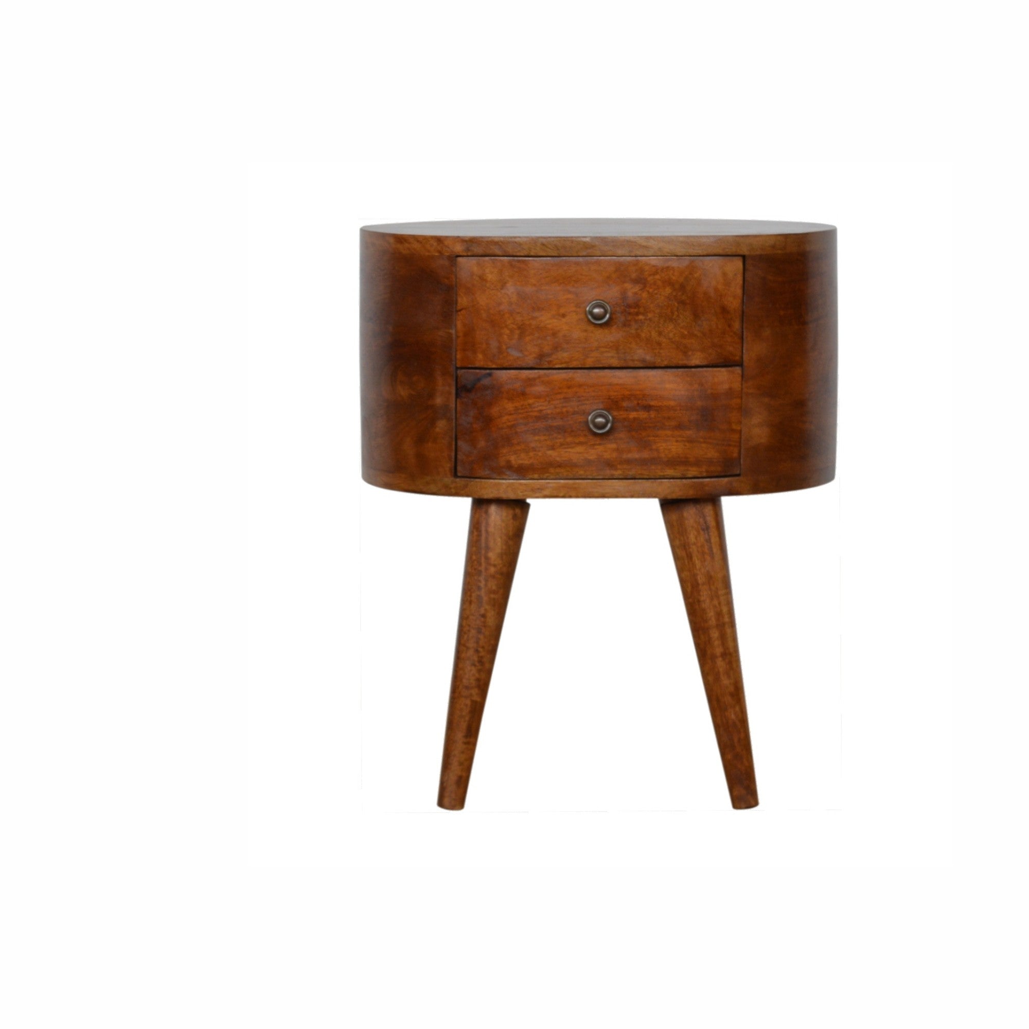 Regent Handmade Solid Wood Bedside Table with 2 Drawers in Deep Chestnut Finish  | malletandplane.com