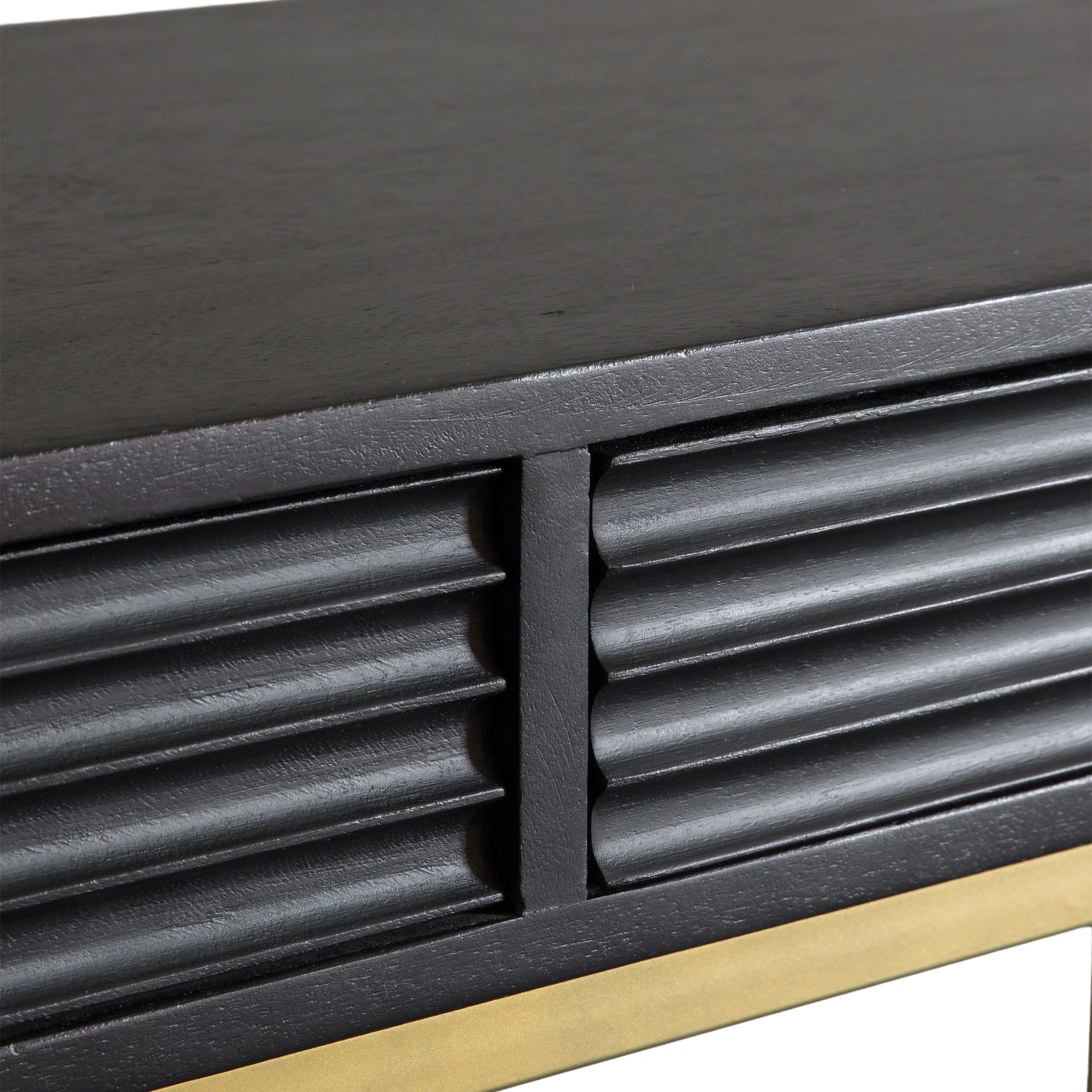 RIPPLE Console Table – Black 2 Drawer Console with Gold Frame