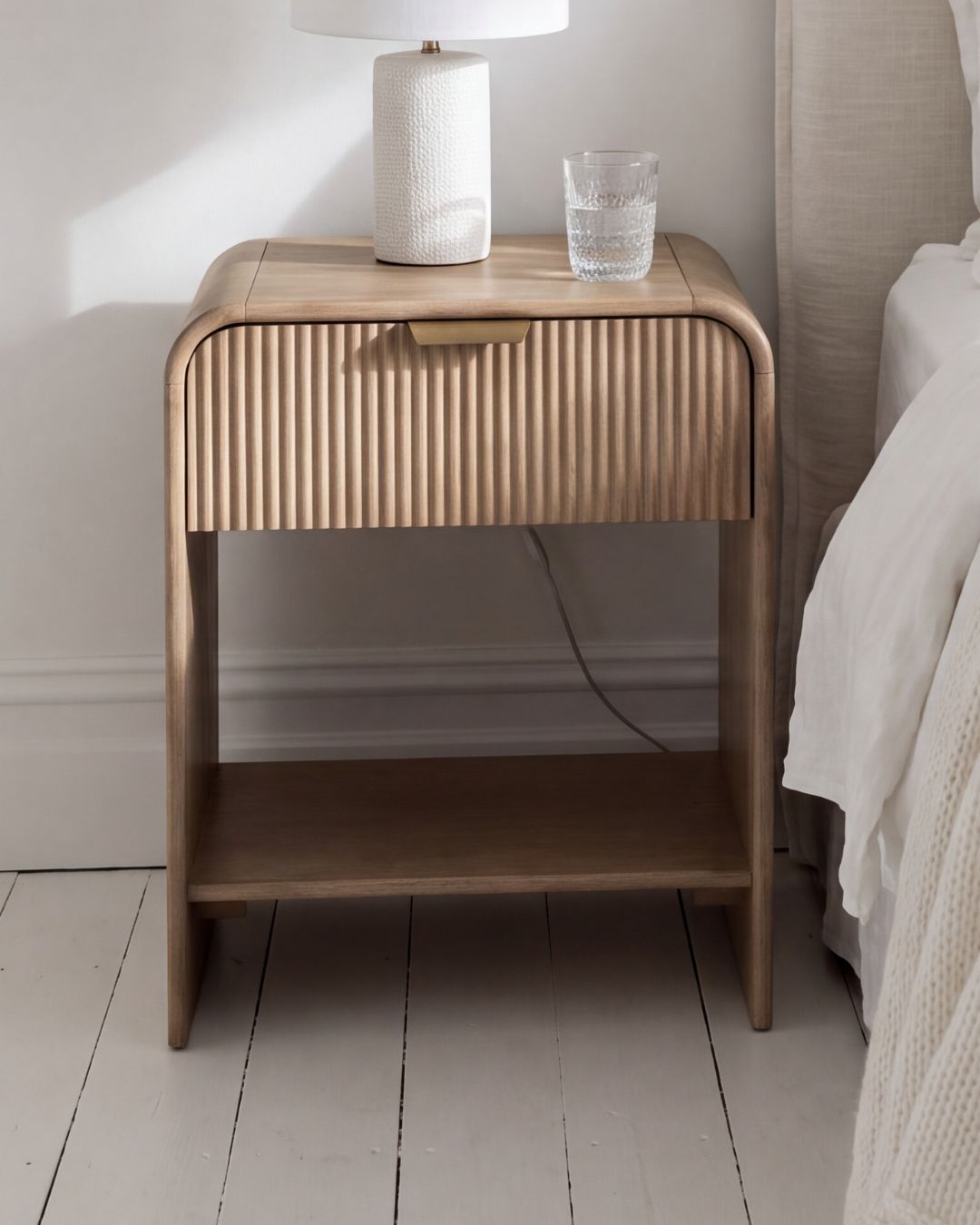 ROCCA Bedside Table | Solid Mango Wood Bedside with Drawer & Shelf