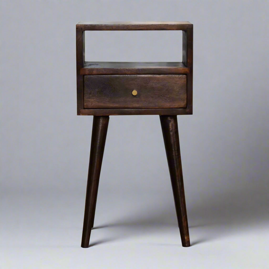 Ronan Slim Bedside Table in Walnut Finish  | malletandplane.com