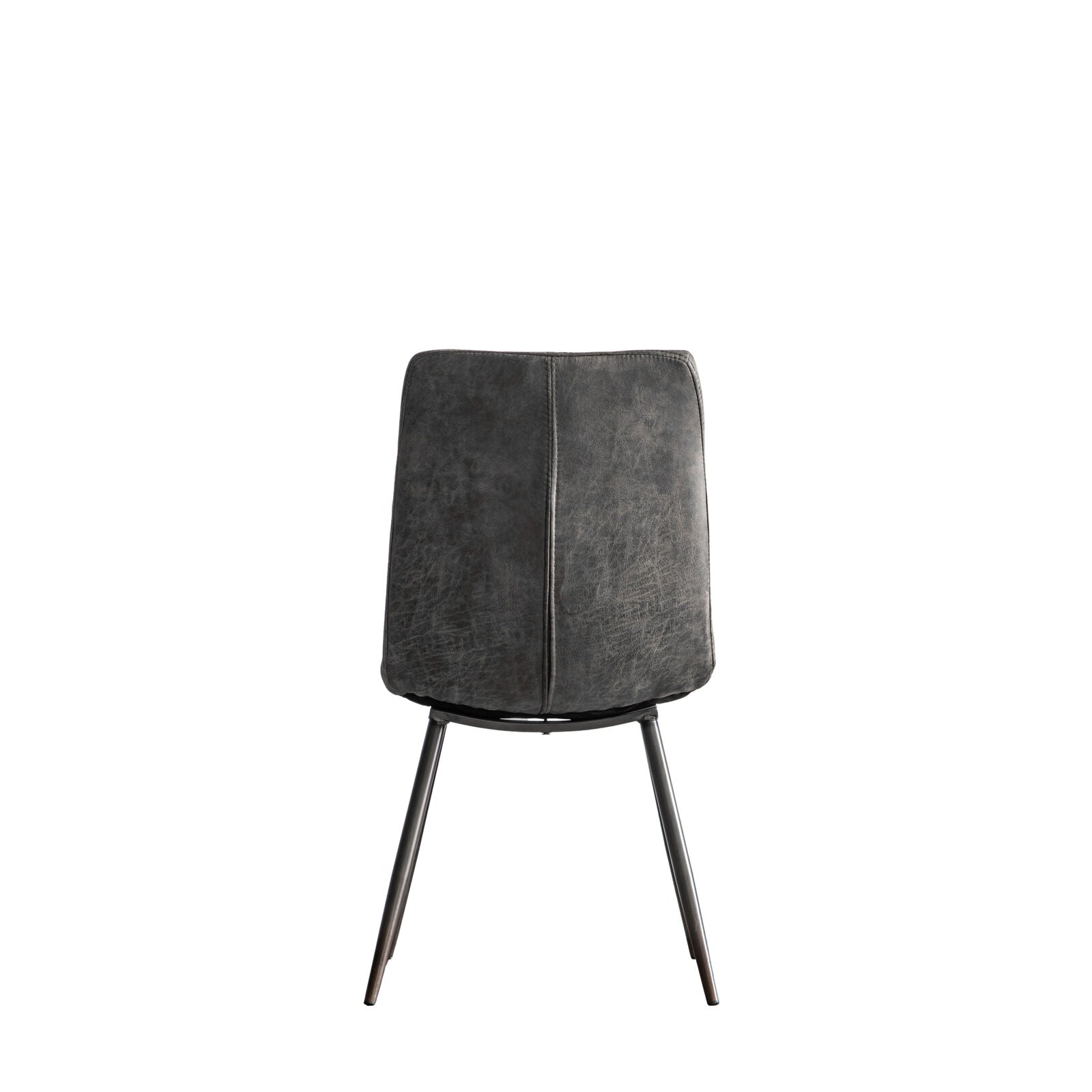 Sigmund set of 2 dining chairs in grey distressed faux leather | MalletandPlane.com