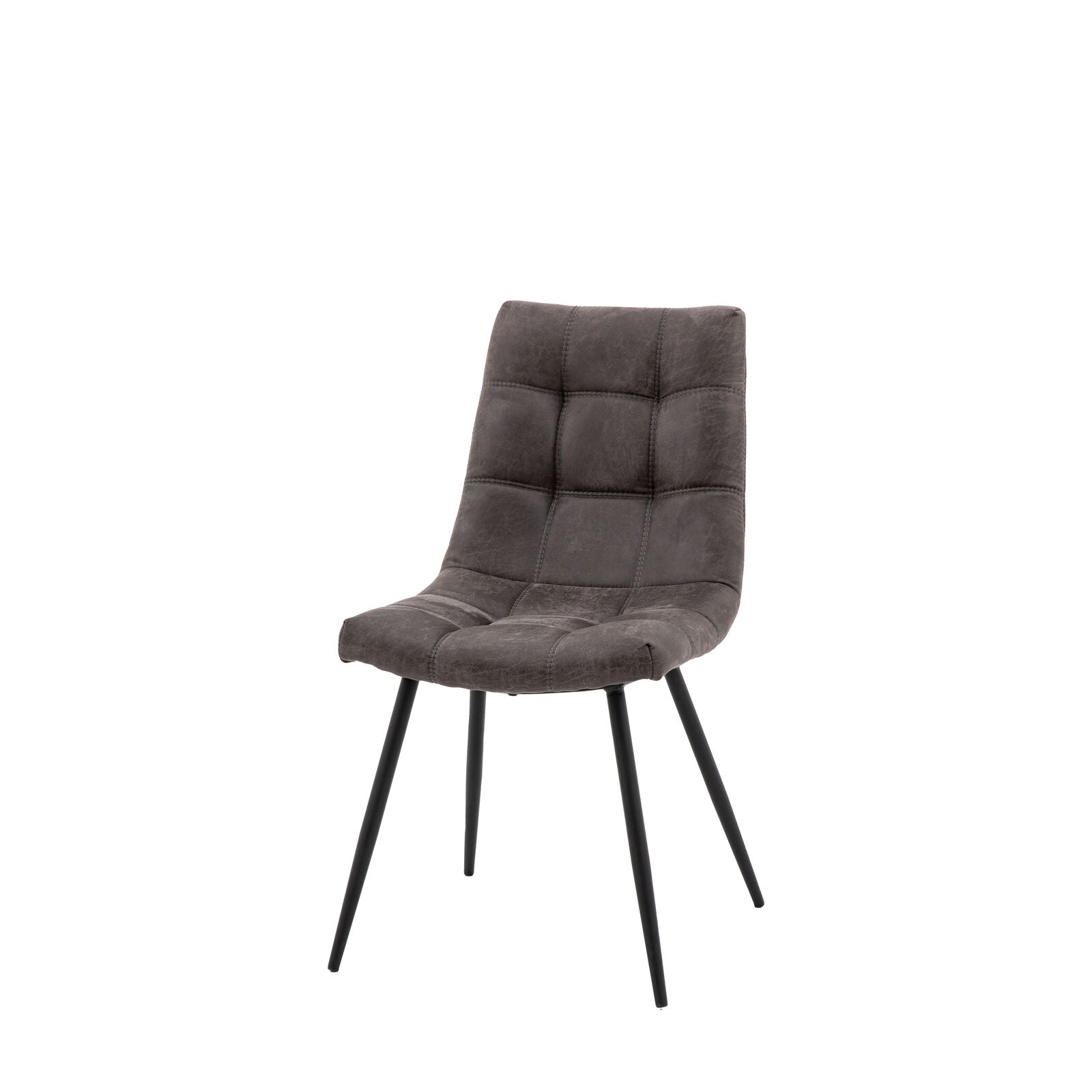 Sigmund set of 2 dining chairs in grey distressed faux leather | MalletandPlane.com